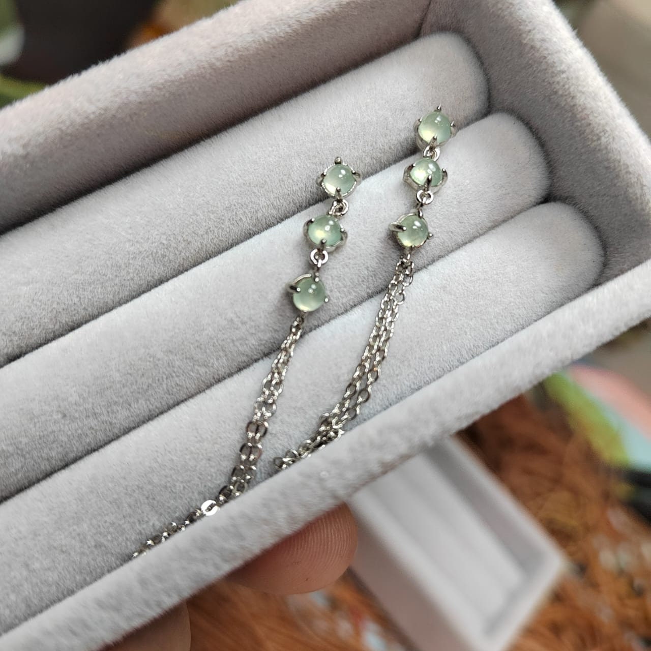 Luxurious Icy White Jadeite Earrings with S925 Silver - A-Grade Quality Certified and Untreated SL048 - SL Precious