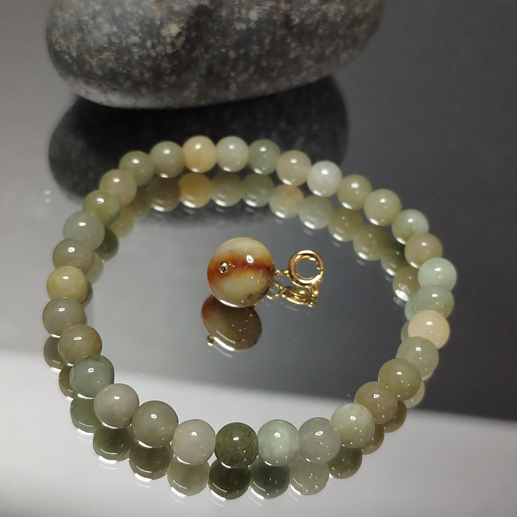 Natural Untreated Burmese Sugar Cane Yellow, Green, and Icy White Minimalist Bead Bracelet Design SL335 - SL Precious