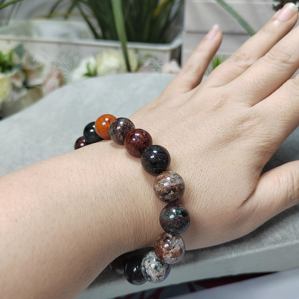 Natural Genuine Four Seasons Garden Phantom Quartz 12.5mm 17pcs Beads Bracelet SL101 - SL Precious
