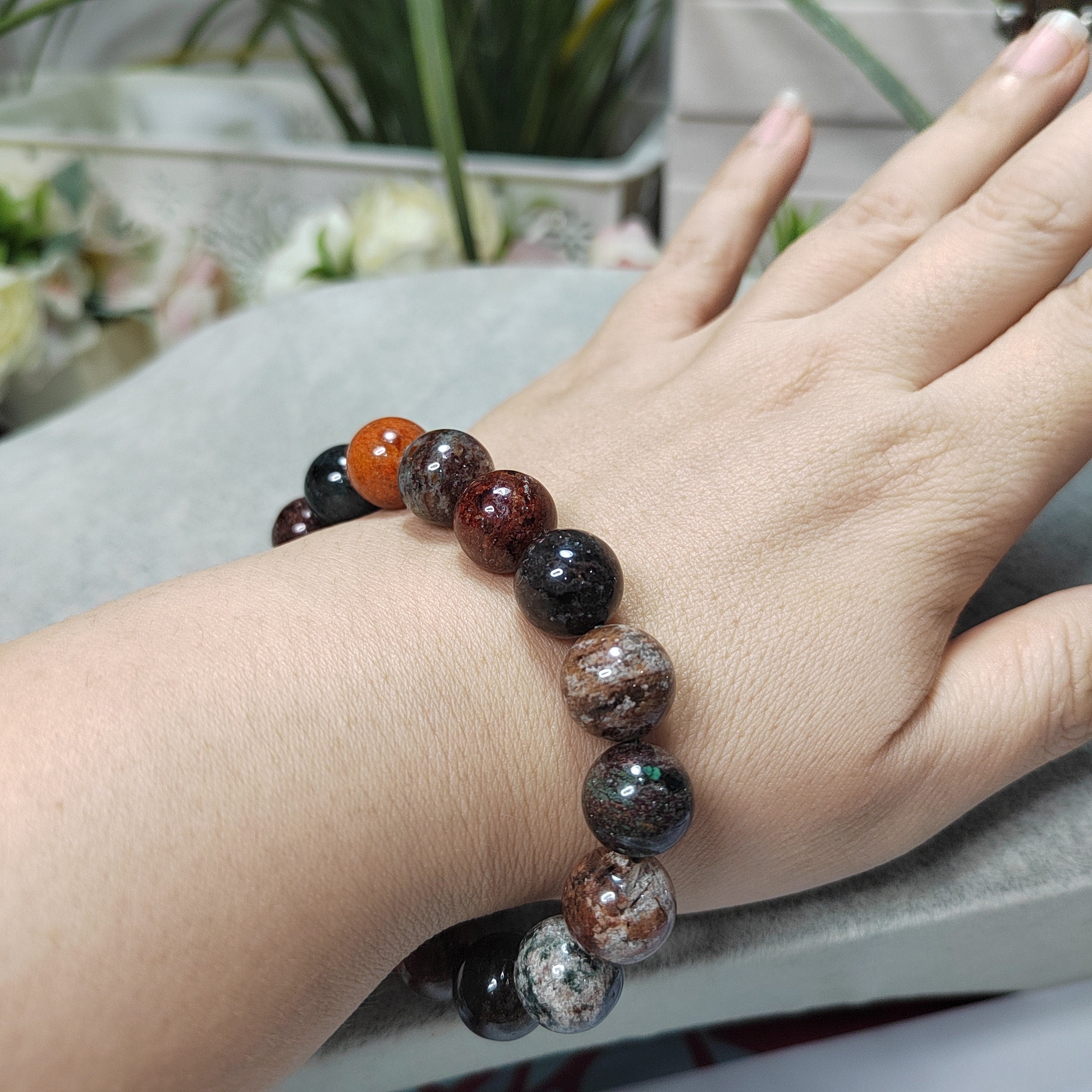 Natural Genuine Four Seasons Garden Phantom Quartz 12.5mm 17pcs Beads Bracelet SL101 - SL Precious