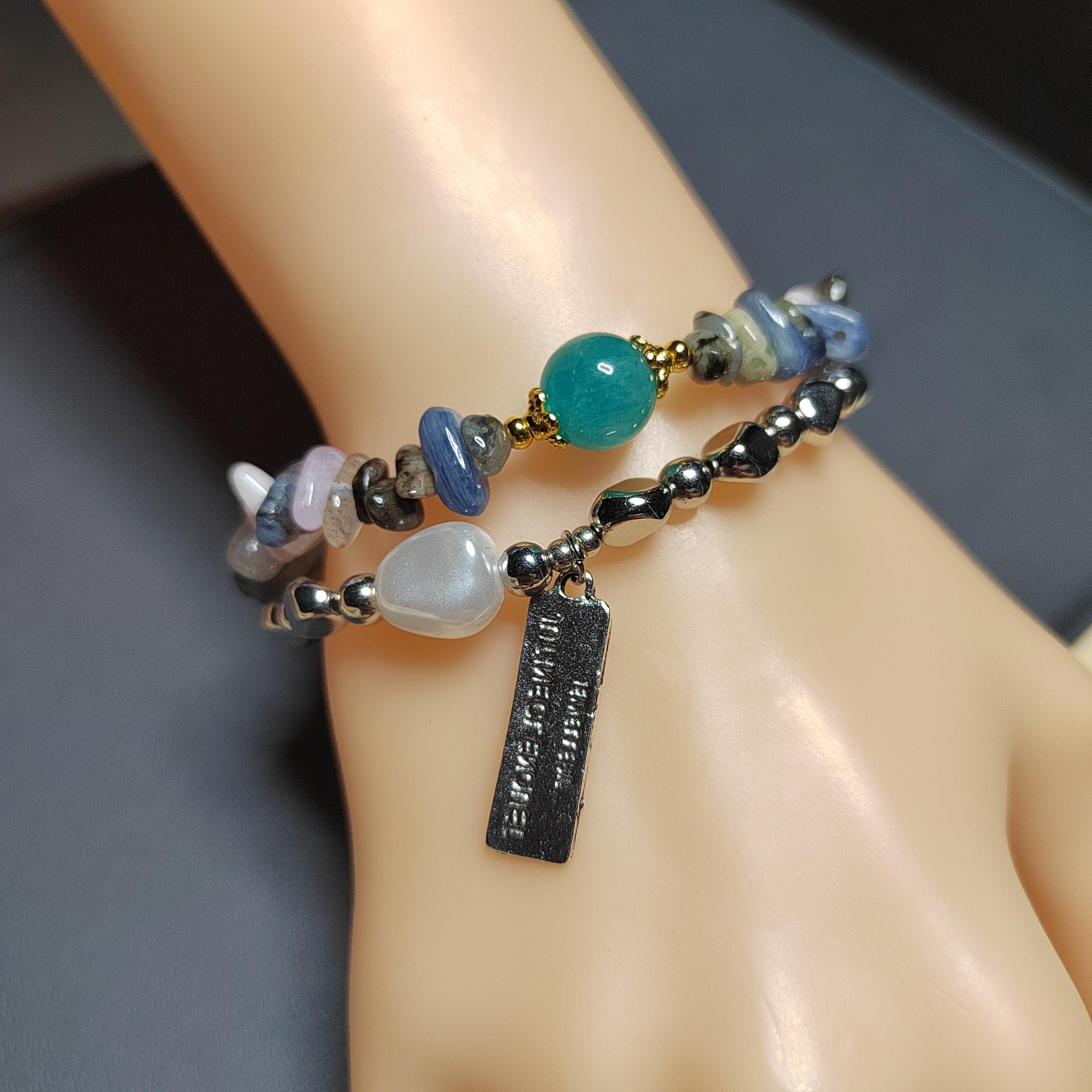 Natural Mix Colors Kunzite Bracelet | Uneven Beads Double-Layer Fashion with Silver Accents SL170 - SL Precious