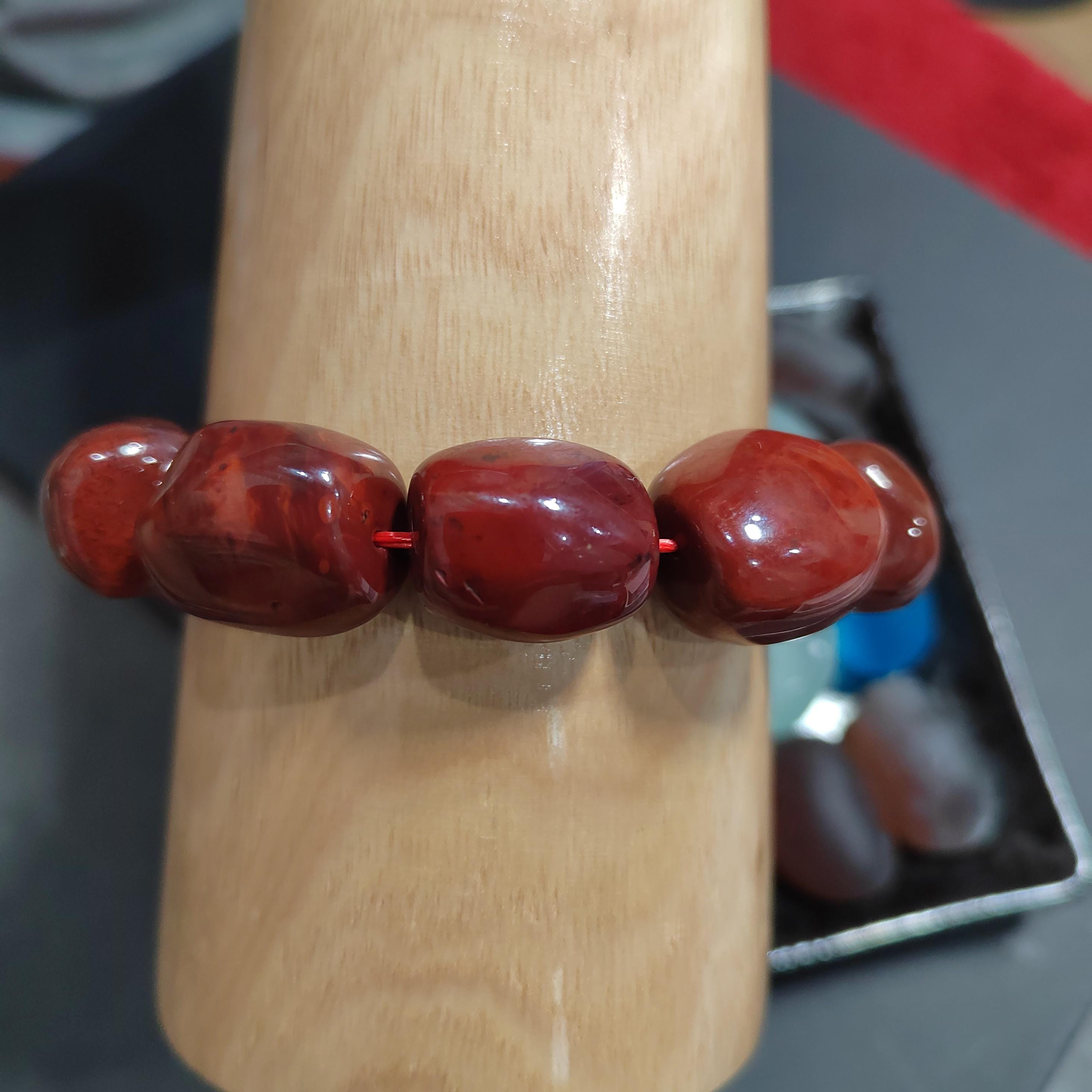 Certified A-Grade Natural Southern Sichuan Liangshan Waxi Ox Blood| Natural Raw Skin| 14-18mm Uneven Beads Bracelet SL380