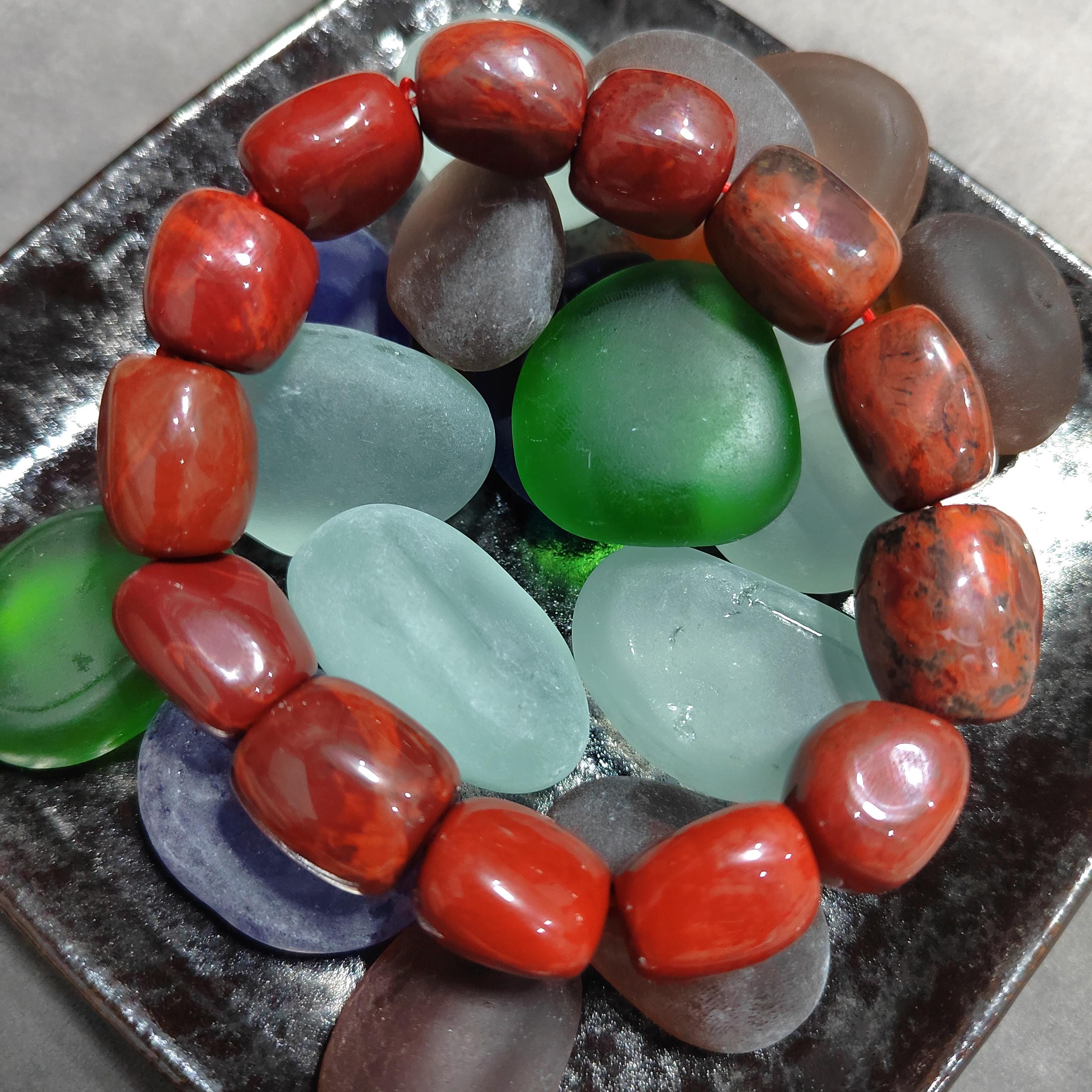 Certified A-Grade Natural Southern Sichuan Liangshan Waxi Ox Blood Large Uneven Cut Beads Bracelet SL381