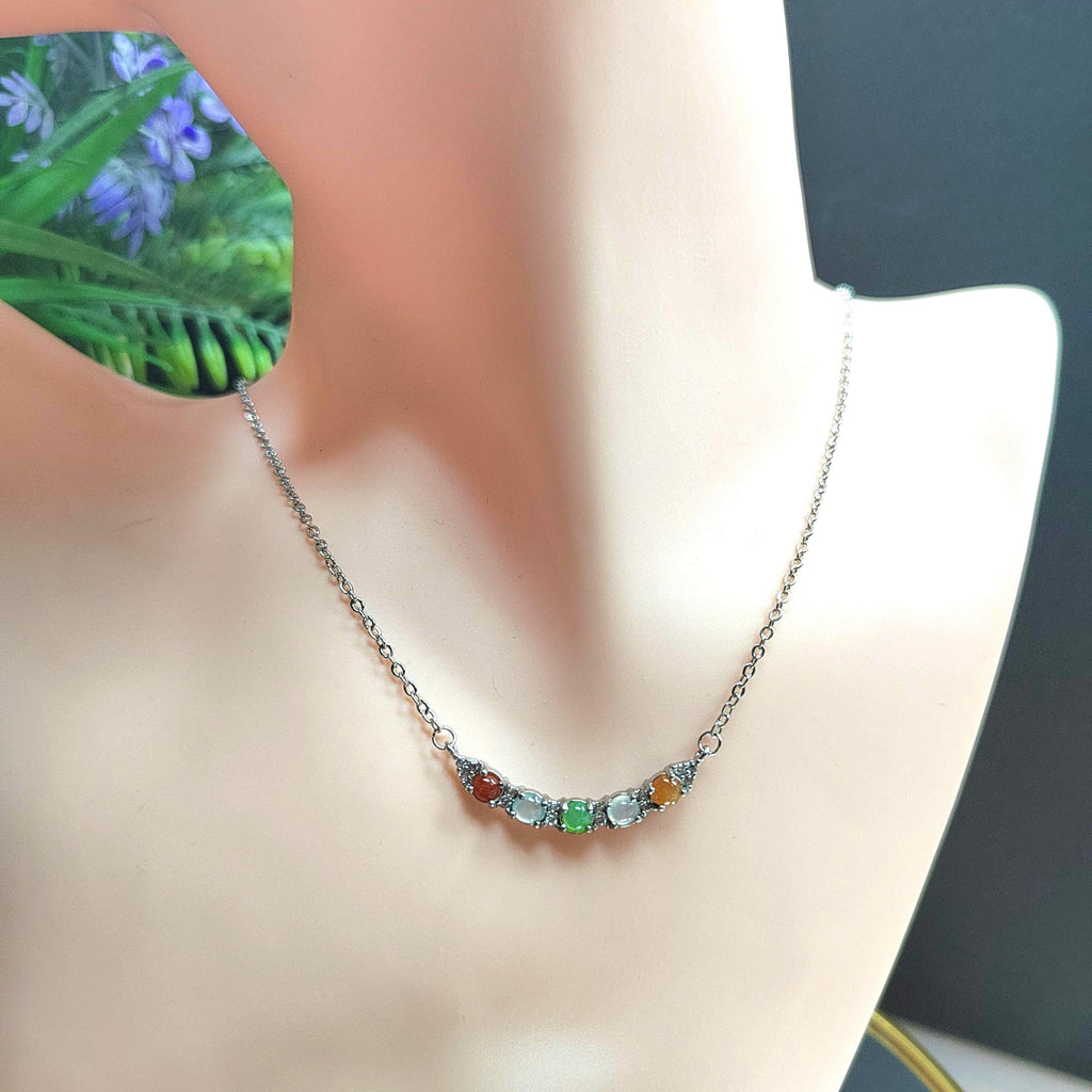 Five Color Icy Clean A-Grade Burmese Minimalist Pendant Necklaces Jadeite 925 Sterling Silver with 18k White Gold Plated SL074 - SL Precious