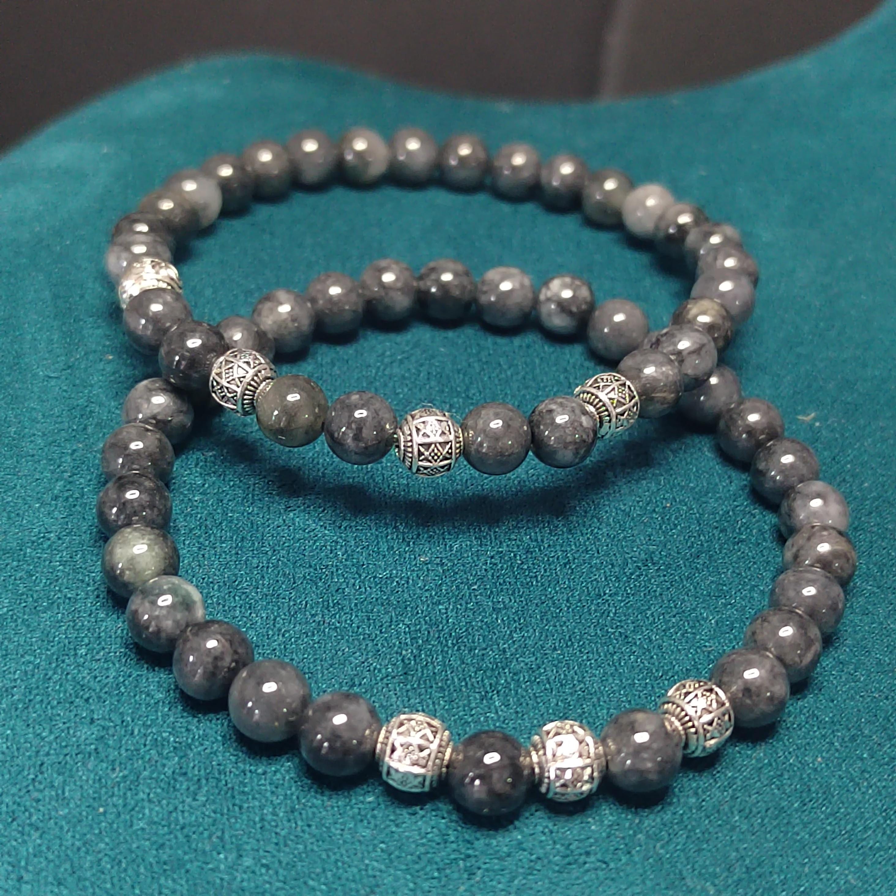 Natural Handmade Minimalist Burmese Icy Black Grey Wuji Jadeite & S999 Pure Silver Bead Bracelet Jewelry SL327 SL327A - SL Precious