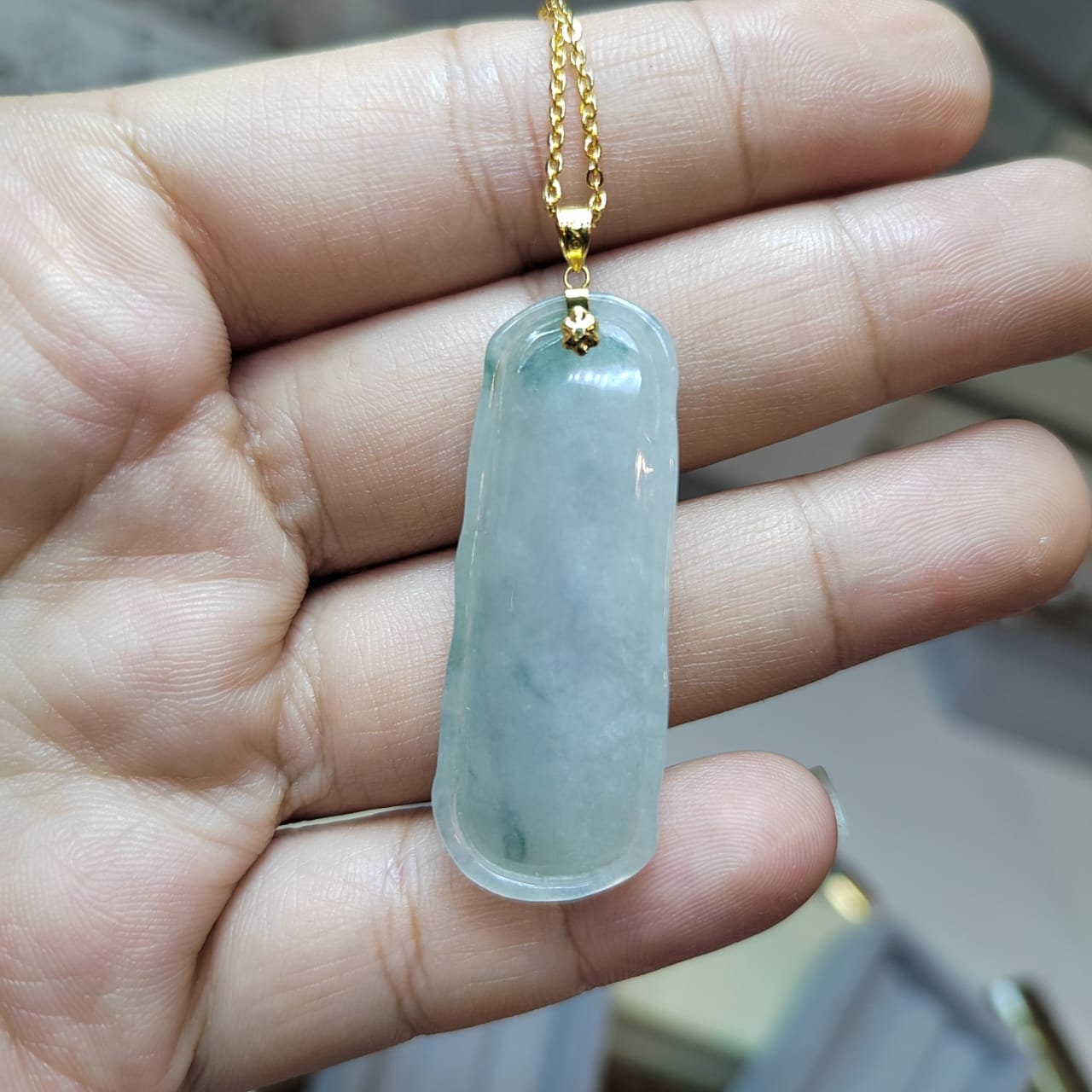Certified Burmese Natural Gemstone A-Grade Hand Carved Bamboo Jadeite 竹竿 - 步步高升 18k Solid Gold Jewelry for Women Mom SL8018 - SL Precious