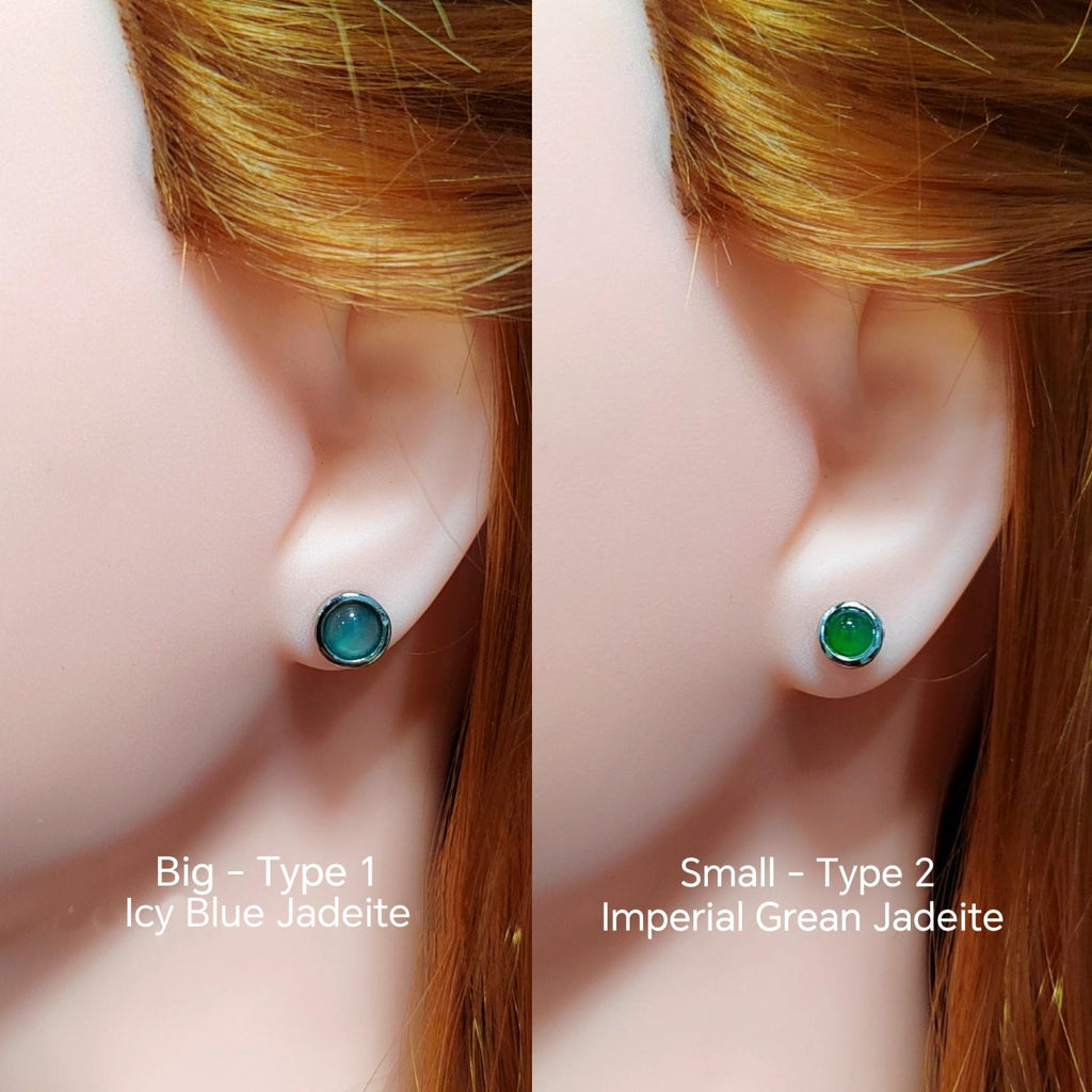 Certified A-Grade Natural Guatemala Imperial Green| Icy Blue Minimalist Round Jadeite S925 Silver Earring SL258X17Green SL258X18 Blue - SL Precious