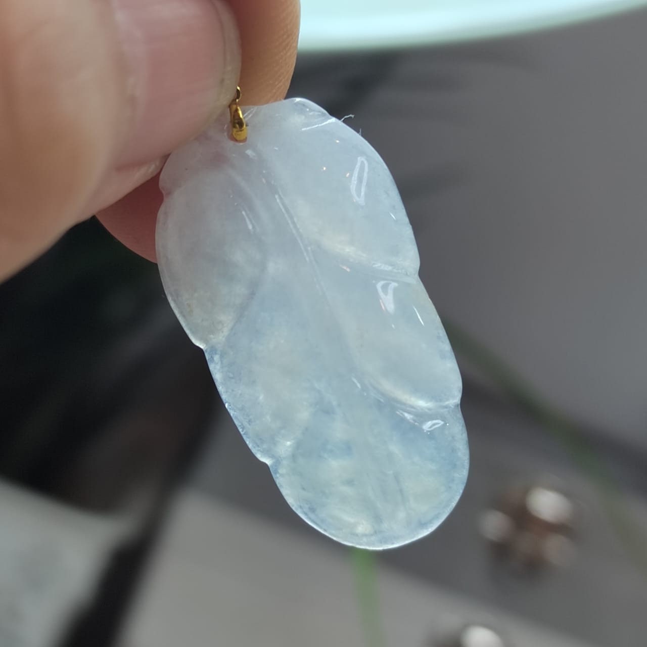 Certified Burmese A-Grade Icy Snow|雪花棉 Leaf Cloud Beautiful Jadeite Pendant 18k Solid Yellow Gold Best Gift For Her, Mom, Wife SL802 - SL Precious