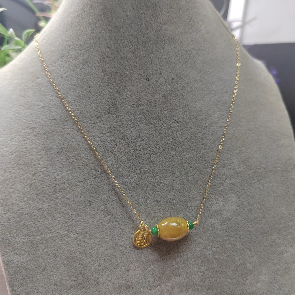 Certified Natural Untreated Burmese Icy Yellow Barrel Pendant Bead With 14k Gold Fill Necklace Jadeite SL366