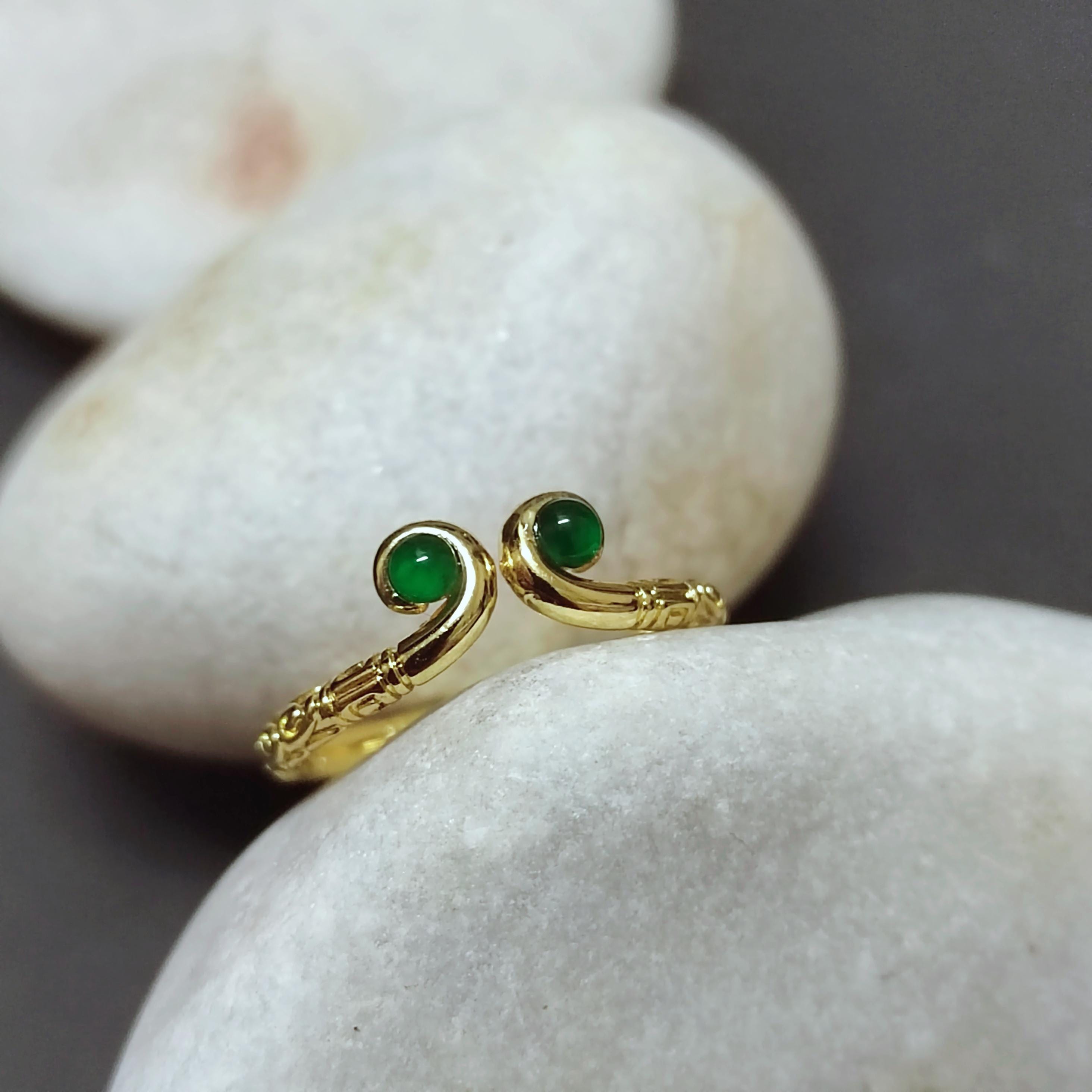 Certified Guatemala Imperial Green Minimalist Design 18k Gold Plated Ring SL248X7 - SL Precious
