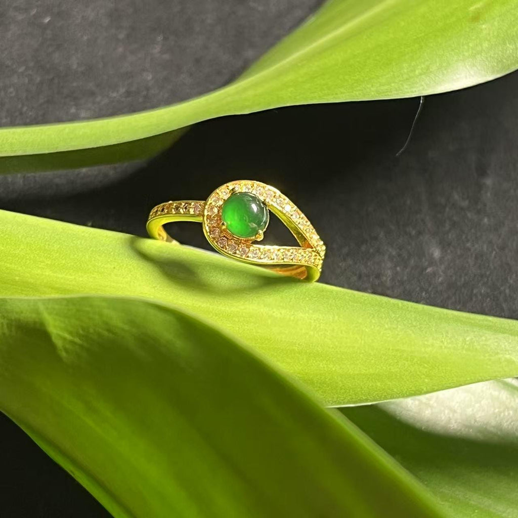 Certified Natural Guatemala Imperial Green Jadeite Minimalist Ring SL377x39