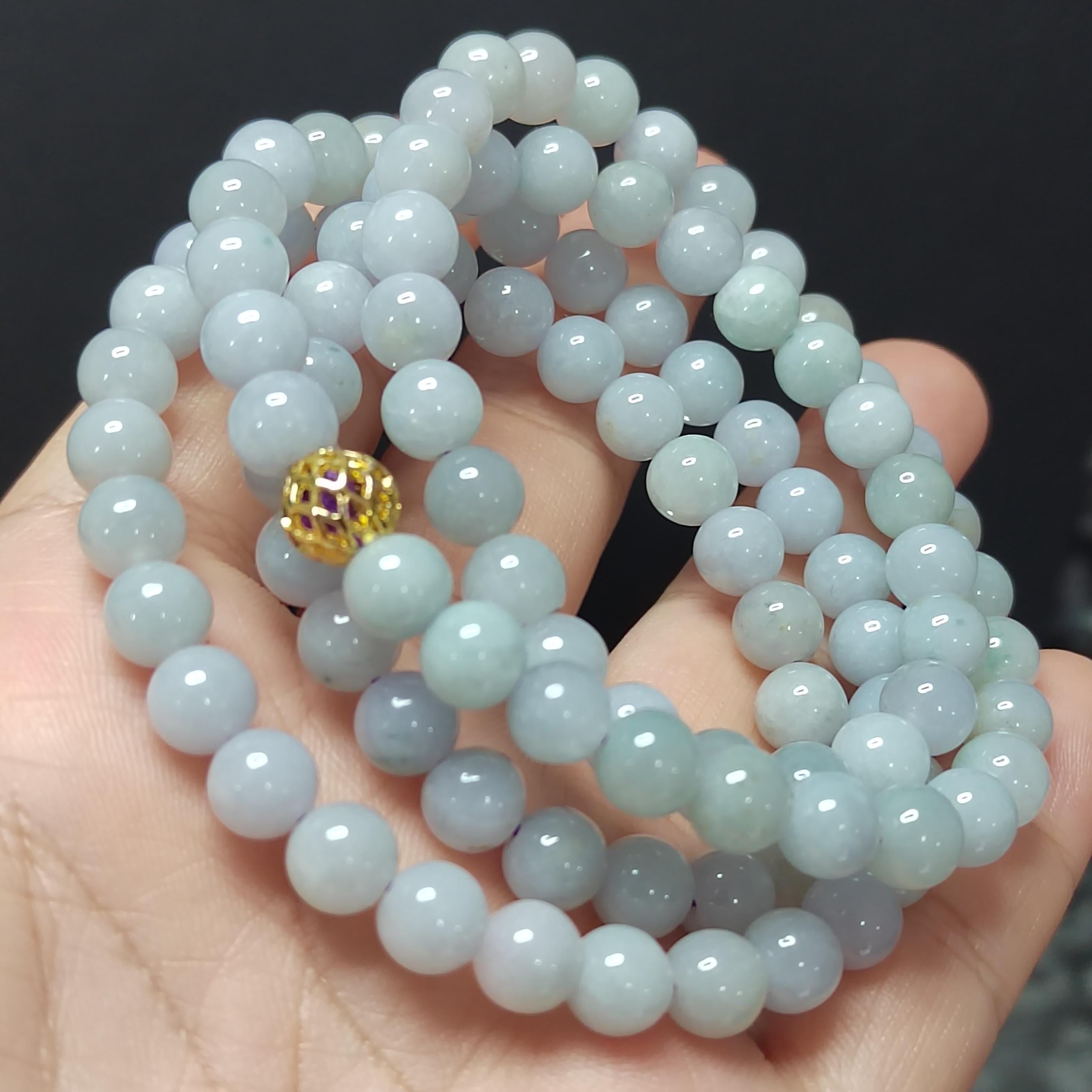 Certified Elegant A-Grade Natural Untreated Burmese Purple Icy Jadeite Bead Bracelet - Minimalist Design SL336 - SL Precious