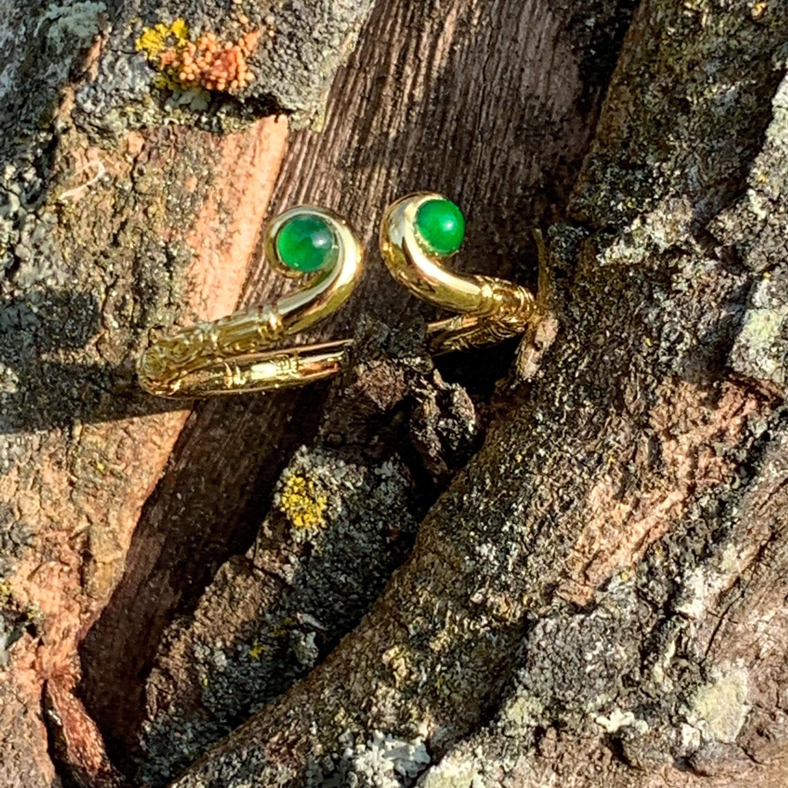 Certified Guatemala Imperial Green Minimalist Design 18k Gold Plated Ring SL248X7 - SL Precious