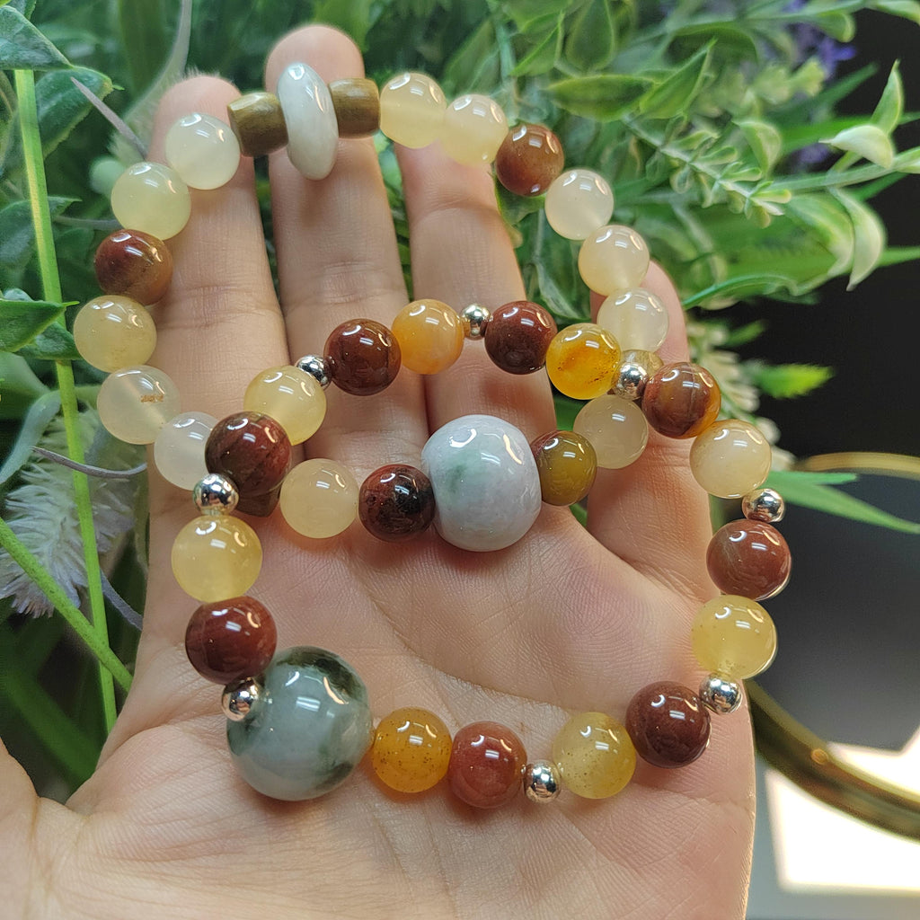 Handmade Natural Untreated HuangLong Jade| Burmese Jadeite| S999 Silver Bead Bracelet SL345B SL345W - SL Precious