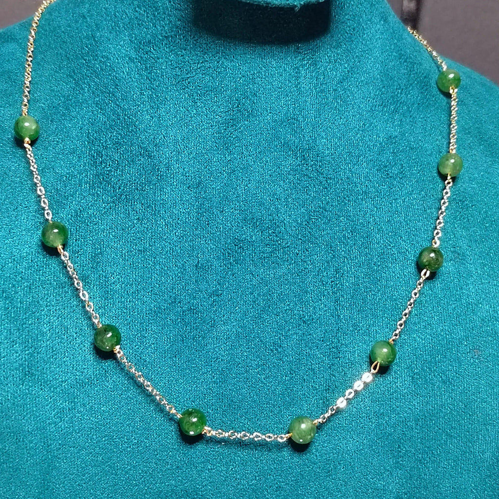Certified 2pcs Set A-Grade Natural Untreated Burmese Minimalist Imperial Green Jadeite Simple Design Bracelet & Necklace For Her Gifts SL293