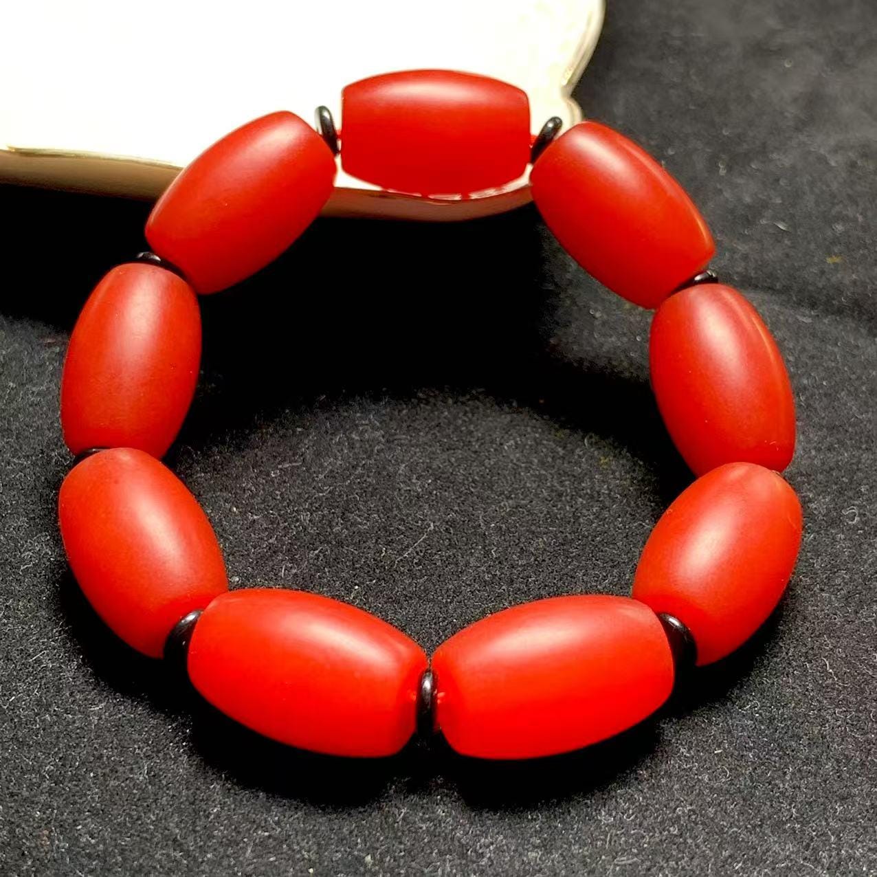 Certified A-Grade Natural Yunnan Baoshan Southern Red Nanhong Agate Cylinder Beads Bracelet SL270X29