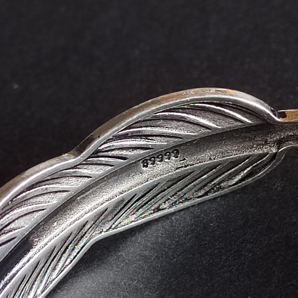 S9999 Silver Filled Vermeil Feather Cuff Bangle | Thai Vintage Trend | Unisex Adjustable Bracelet | Gift Jewelry SL337
