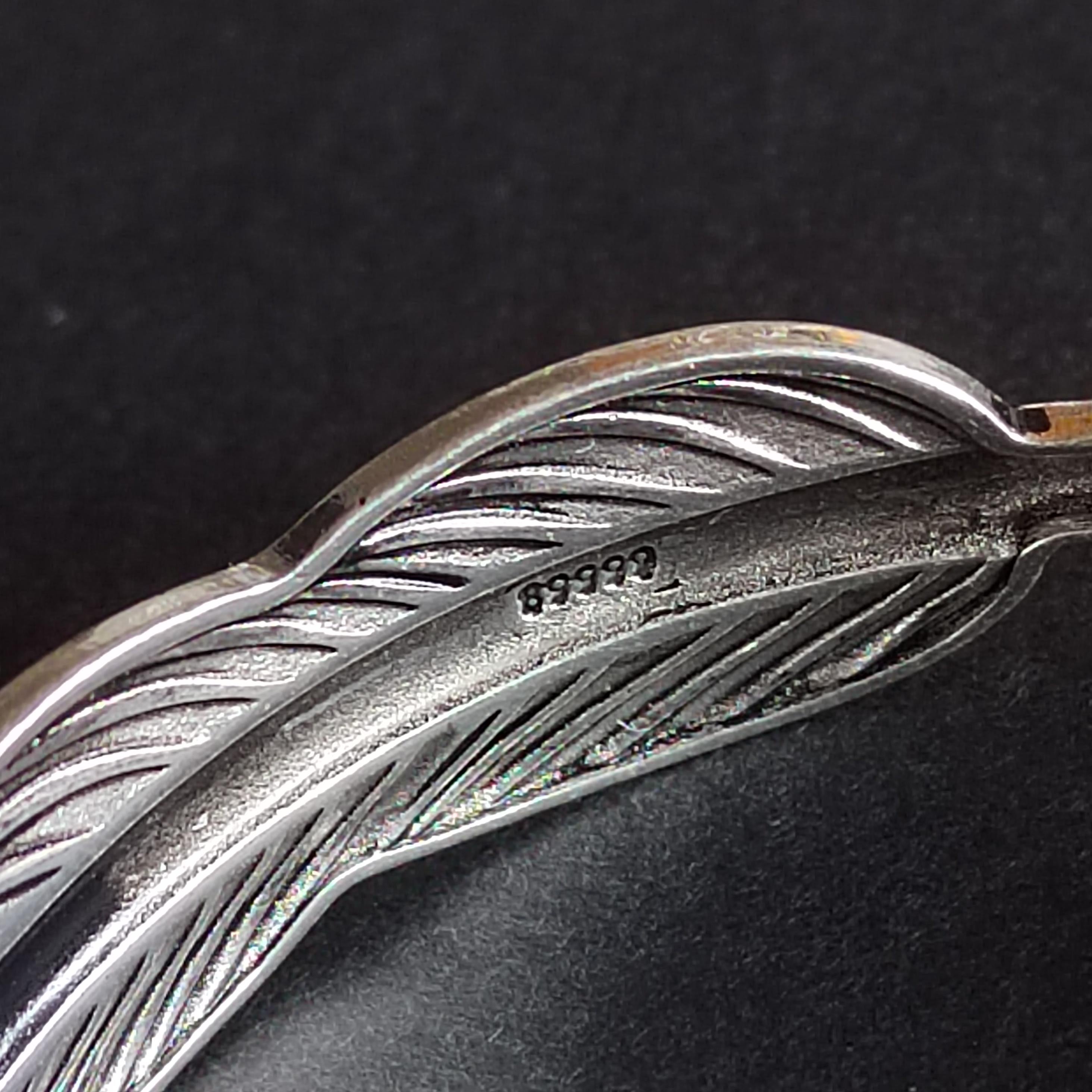 S9999 Silver Filled Vermeil Feather Cuff Bangle | Thai Vintage Trend | Unisex Adjustable Bracelet | Gift Jewelry SL337