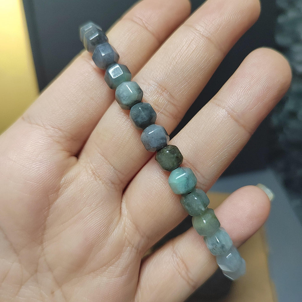 Certified Natural Untreated Burmese 4 Tones Wuji Six Surfaces Diamond Cut Bead Bracelet SL230 - SL Precious