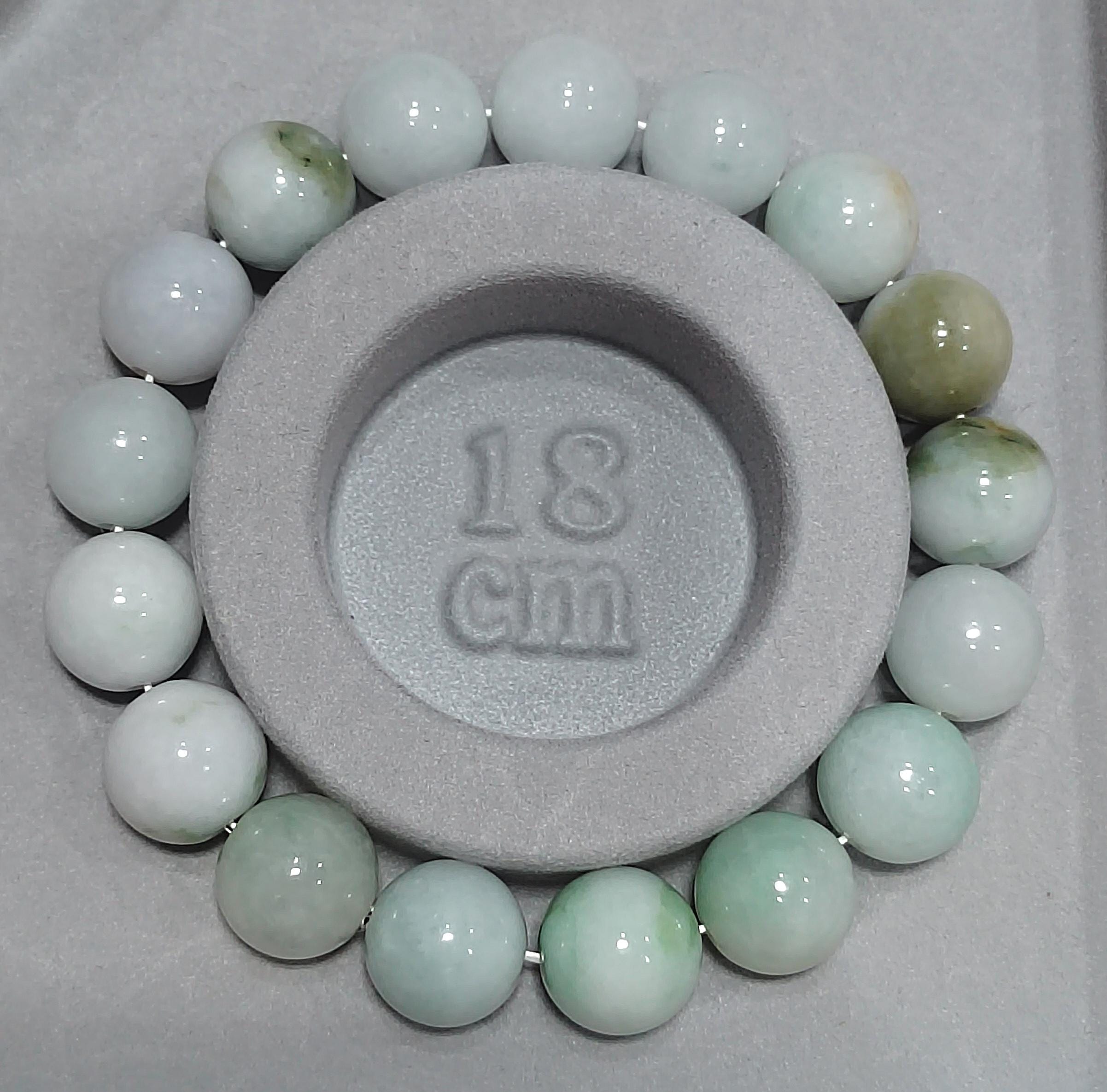 Natural Untreated Burmese Jadeite Bead Bracelet | Icy White, Apple Green, Yellow Mix | Round Beads | SL104 - SL Precious