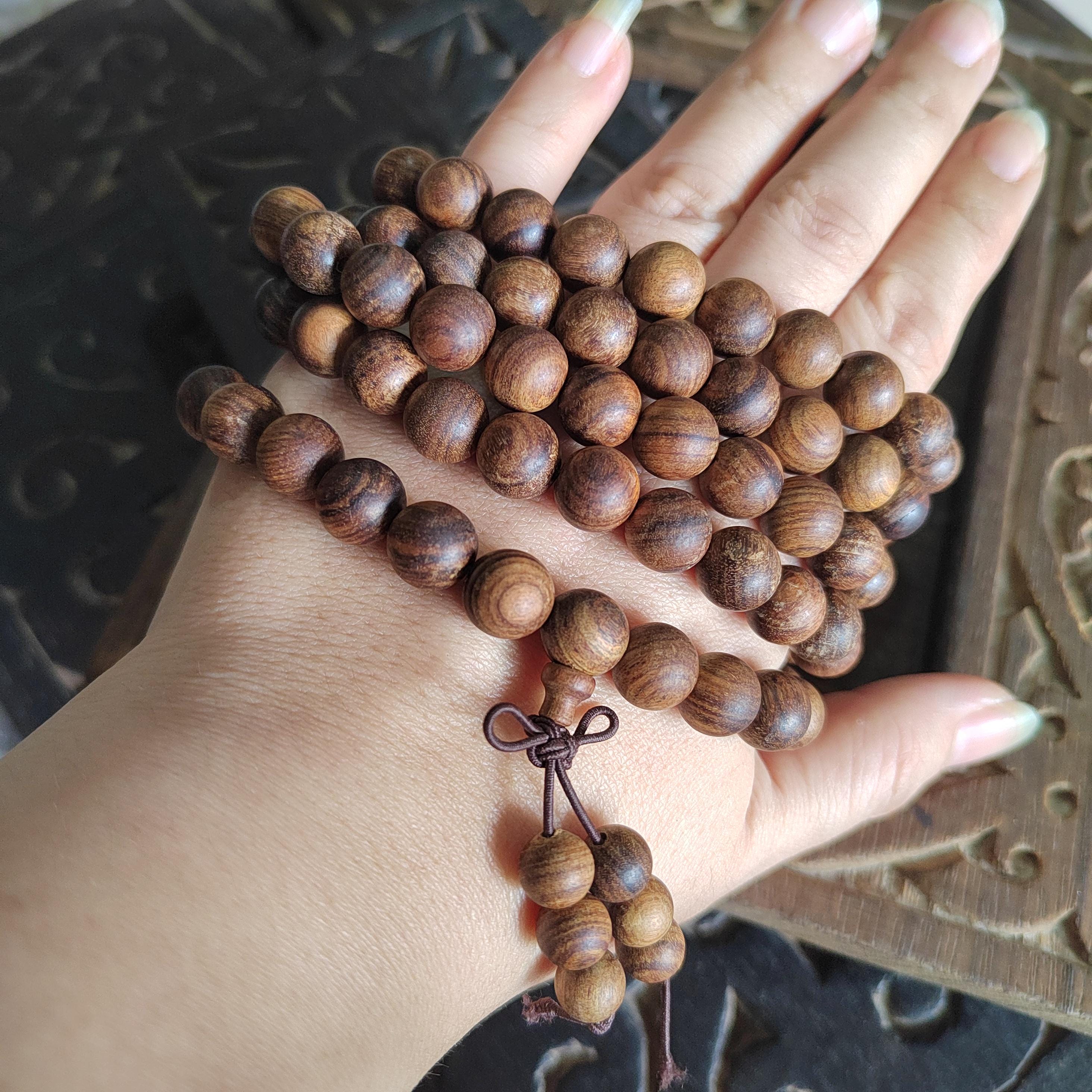 Burmese Red Soil Agarwood Mala: 108 Aromatic Prayer Beads SL422