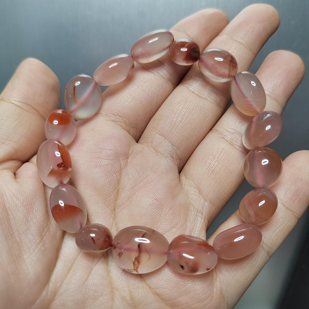 Certified A-Grade Natural Untreated Elegant China Nanhong Agate Yunna Sichuan Jiukou Icy Floating Flower Uneven Cut Bead Bracelet SL277