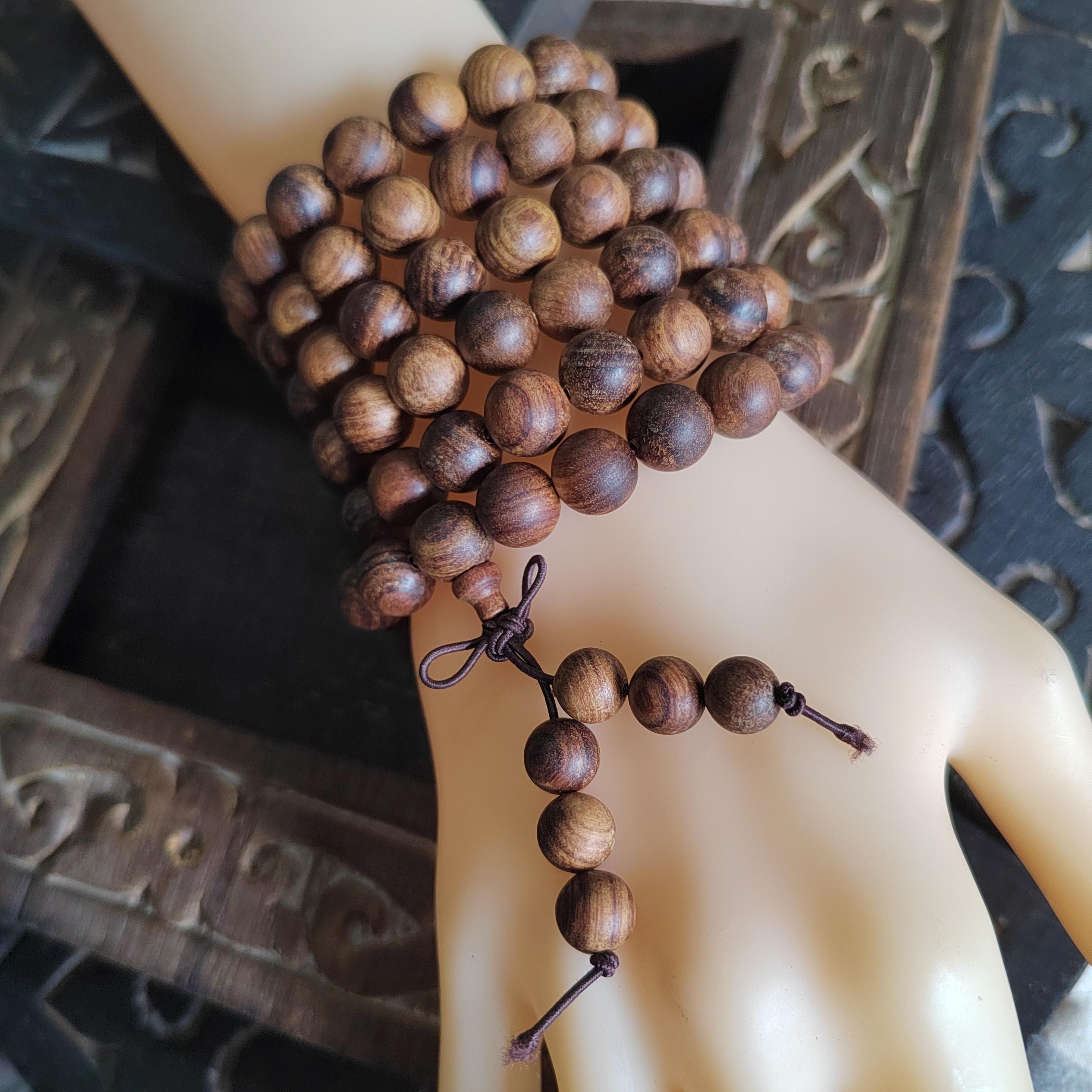 Burmese Red Soil Agarwood Mala: 108 Aromatic Prayer Beads SL422