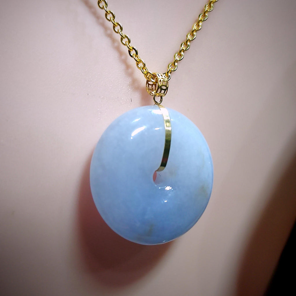 Certified Natural Burmese Rare Icy Purple Donut Jadeite Pendant with 18K Solid Yellow Gold Buckle SL021 - SL Precious