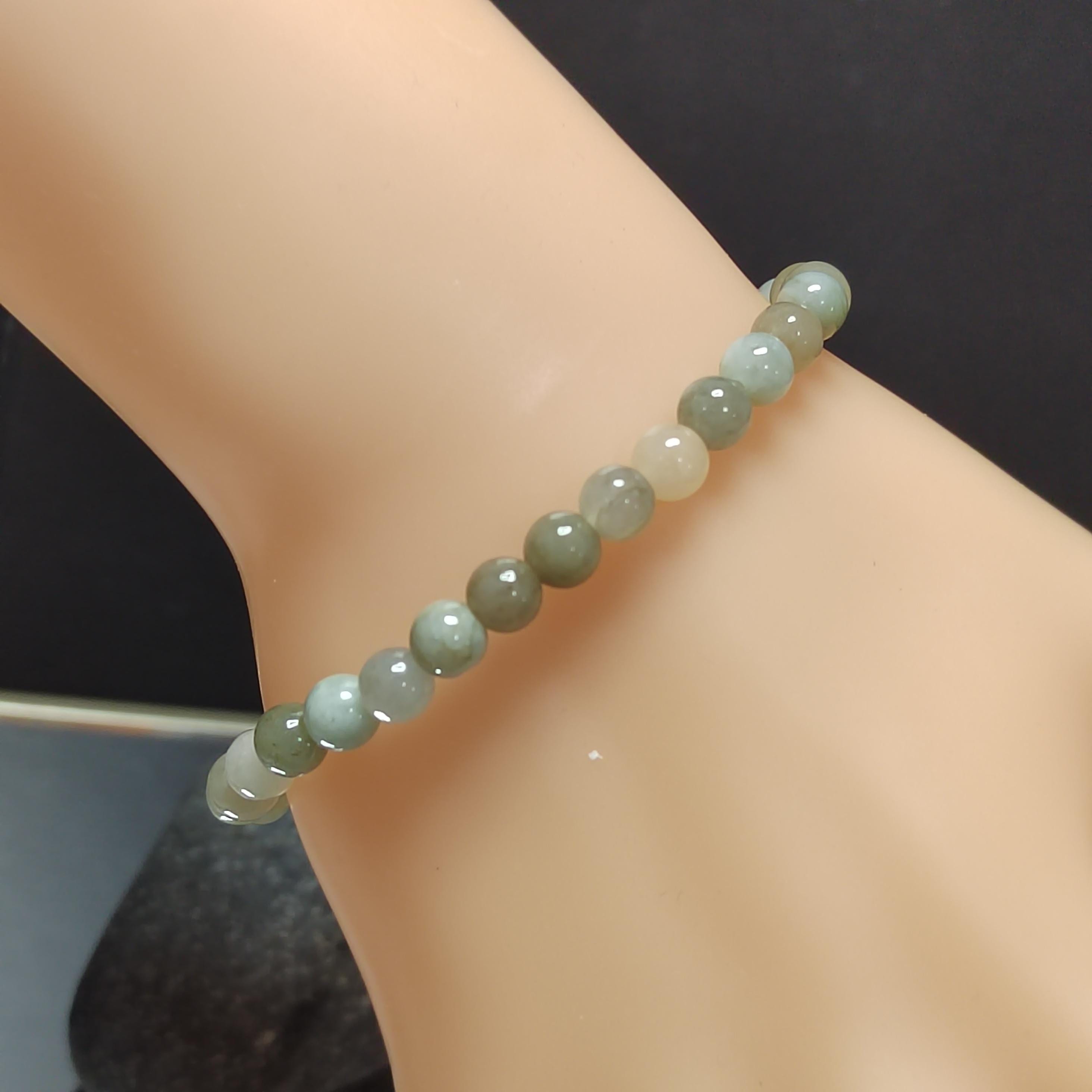 Natural Untreated Burmese Sugar Cane Yellow, Green, and Icy White Minimalist Bead Bracelet Design SL335 - SL Precious