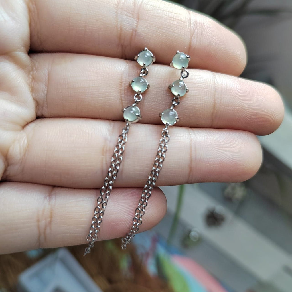 Luxurious Icy White Jadeite Earrings with S925 Silver - A-Grade Quality Certified and Untreated SL048 - SL Precious
