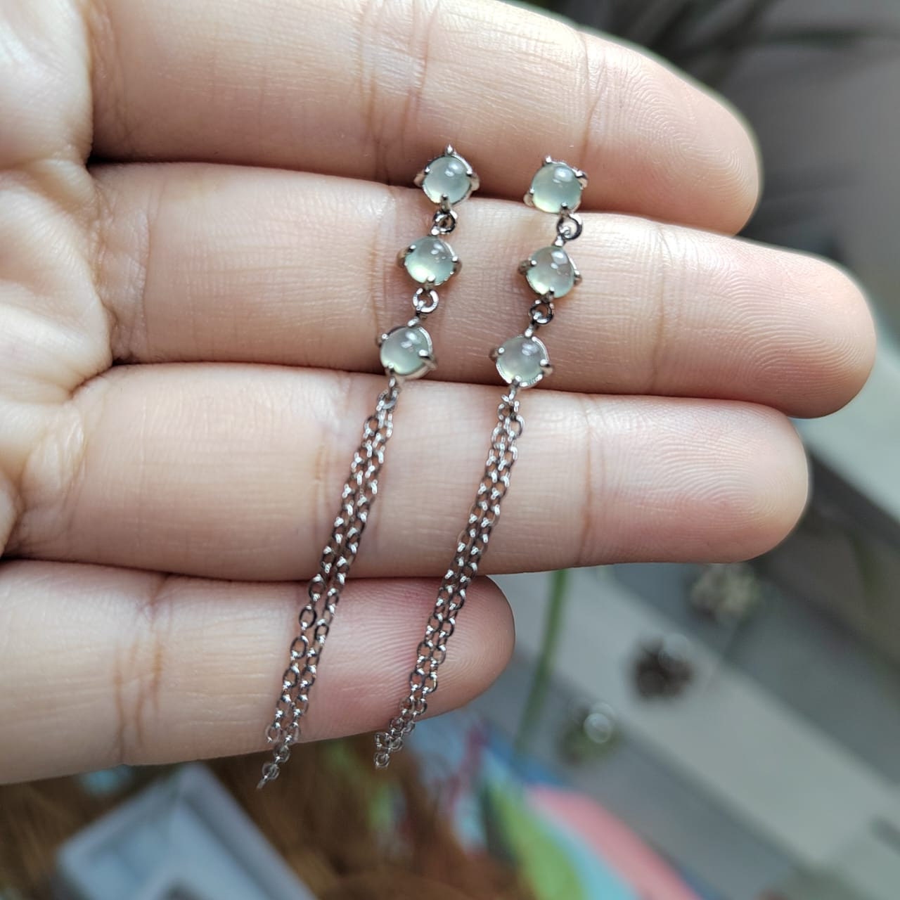 Luxurious Icy White Jadeite Earrings with S925 Silver - A-Grade Quality Certified and Untreated SL048 - SL Precious