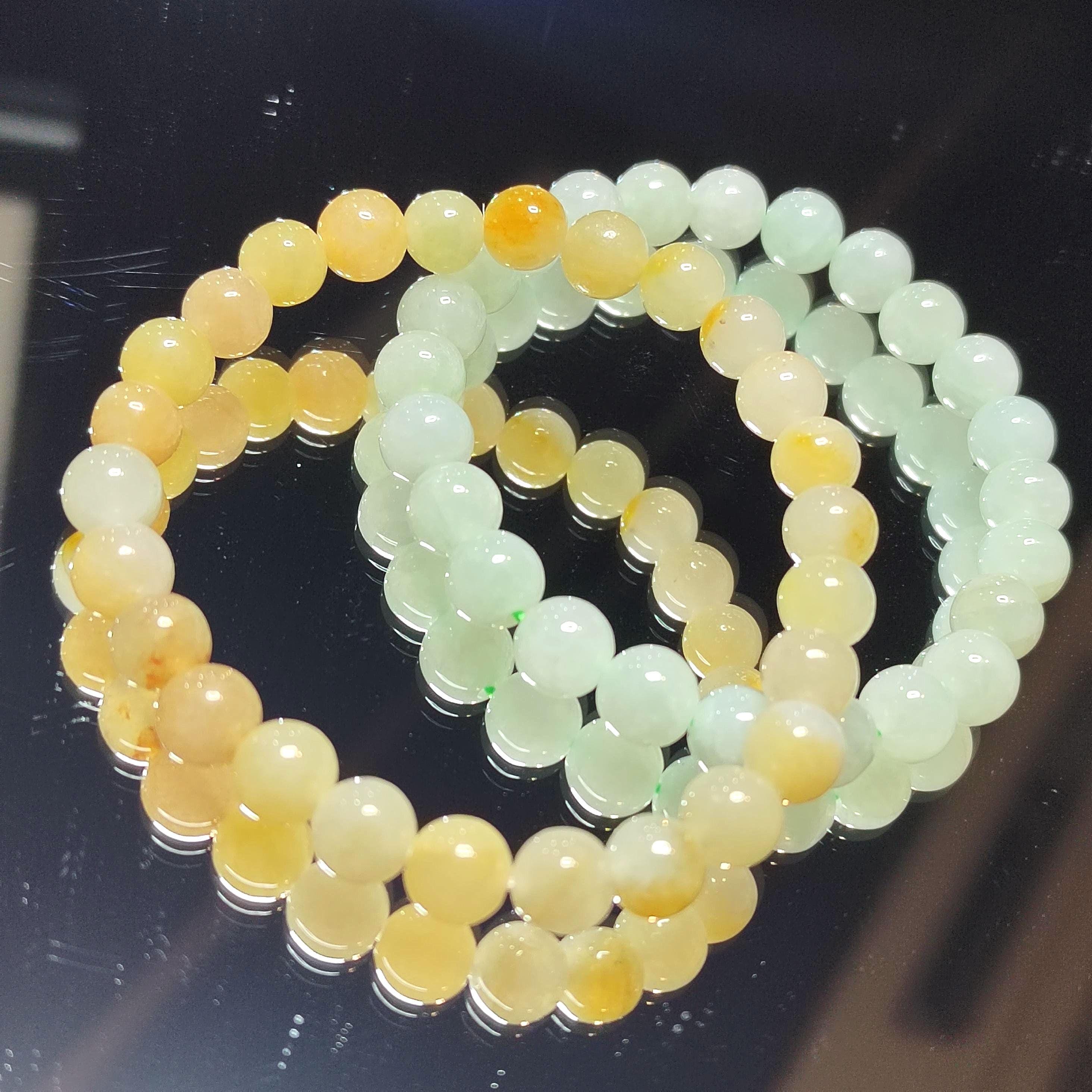 Certified Burmese Jadeite Bracelet Set: Yellow & Icy White Green A-Grade Jade SL425 - SL Precious