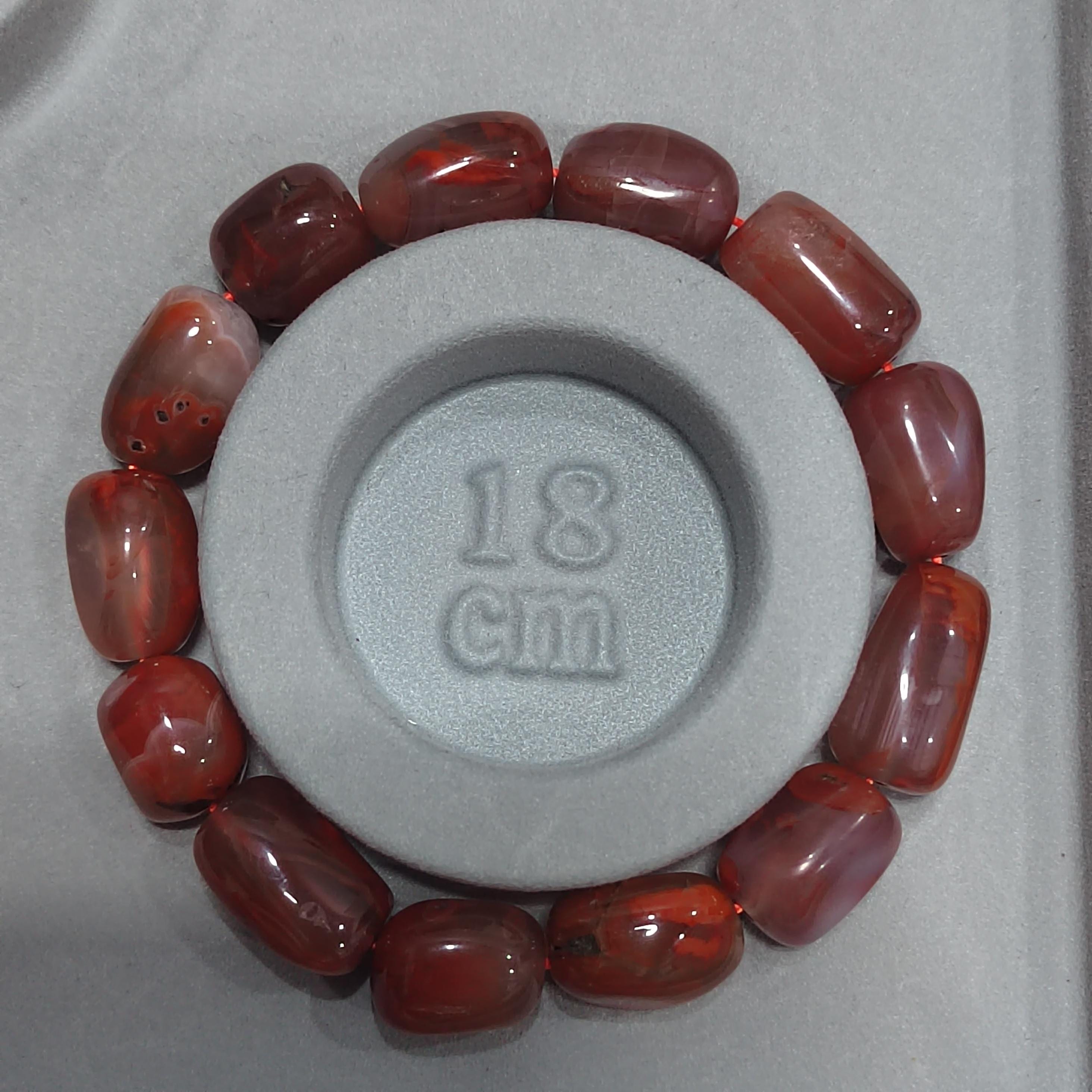 Certified Sichuan Liangshan Iron Skin|Raw Red Nanhong Agate Cylinder|Uneven Cut Beads Bracelet | Handcrafted with SL279