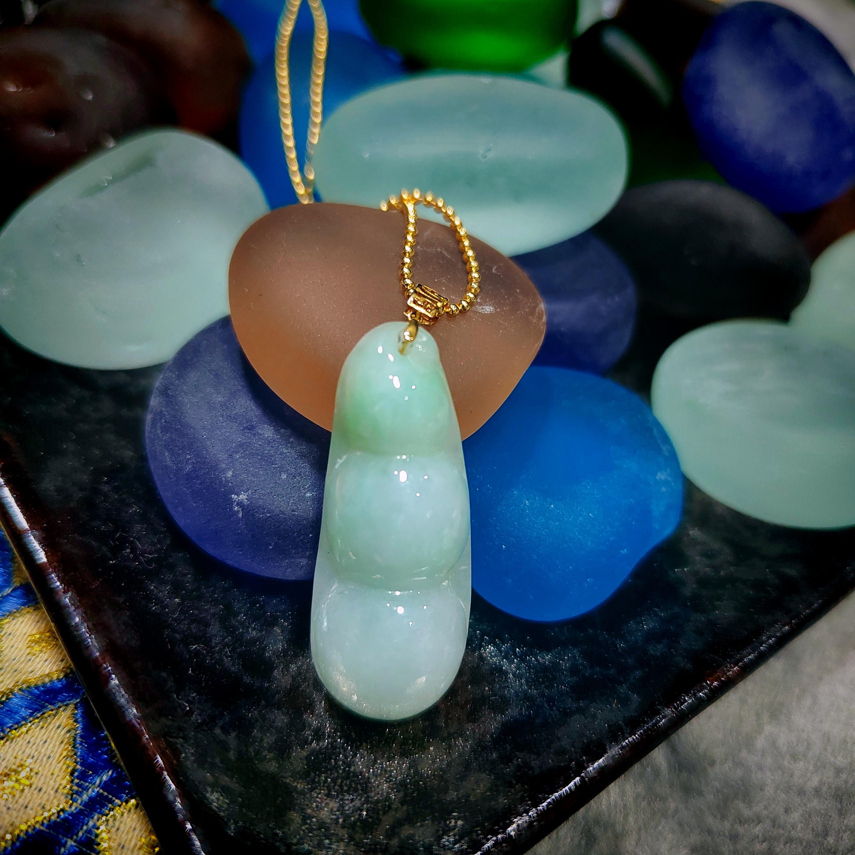 Certified Burmese Gemstone A-Grade Lucky Bean Jadeite Pendant | 18k Solid Yellow Gold Set | Jewelry for Women, Mom, Wife SL8014 - SL Precious