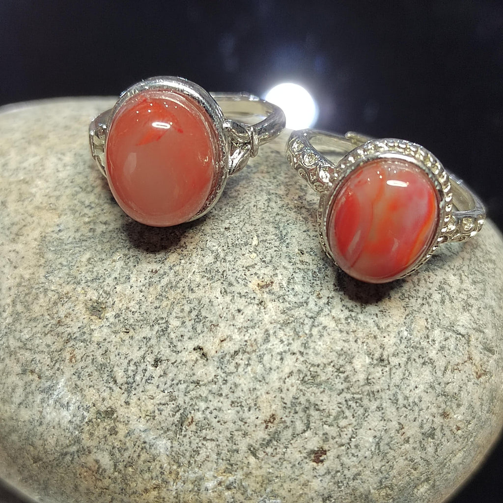 Waxi Nanhong South Red Agate Ring Set: 18K Gold, Victorian & Minimalist SL418