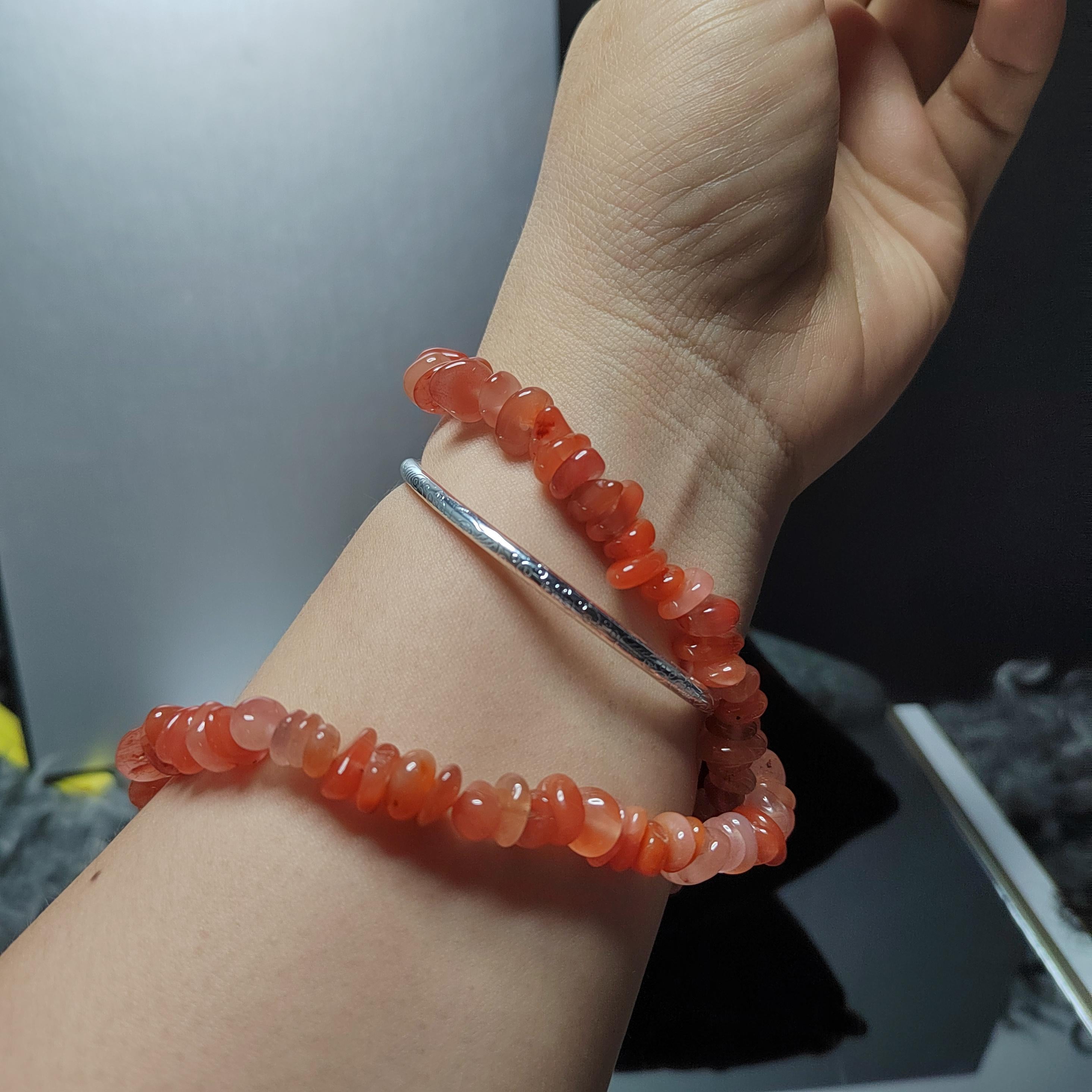 Certified A-Grade Natural Southern Baoshan Yunna Uneven Cut Floating Flower Orange, Pink Red Nanhong Bead Necklace SL284