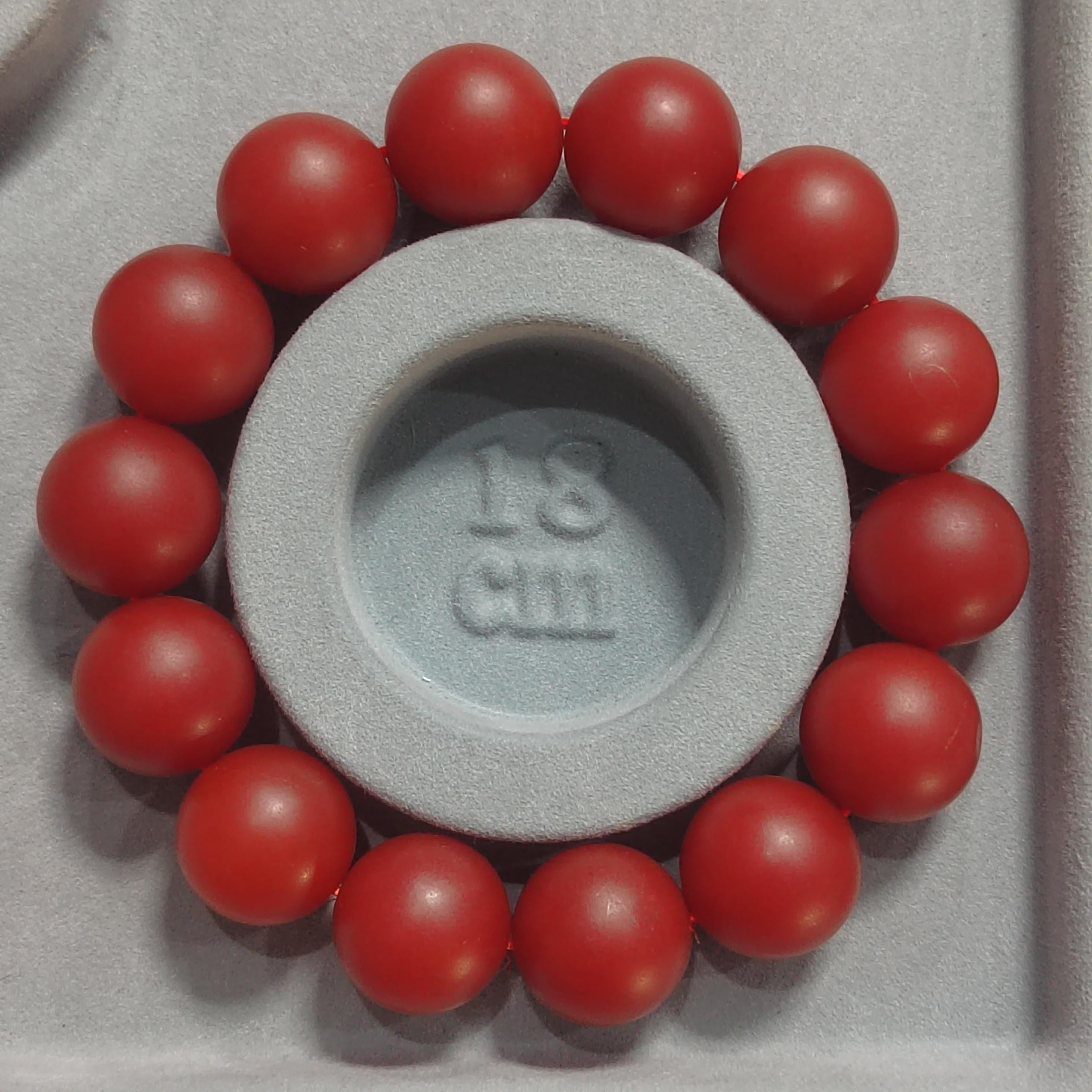 Certified A-Grade Natural Yunna Baoshan Xishan Yangliu Nanhong Red Agate Persimmon Red Matte Surfaces Bead Bracelet 16.5-16.7mm SL399