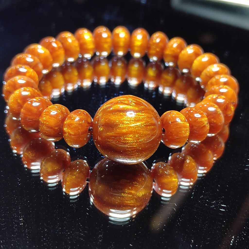 Golden Sea Willow Bracelet 金丝海柳手串 | Natural Ocean Coral | 26 Beads 10.9mm + 19.8mm | 17cm Wrist | Healing Energy SL128 - SL Precious