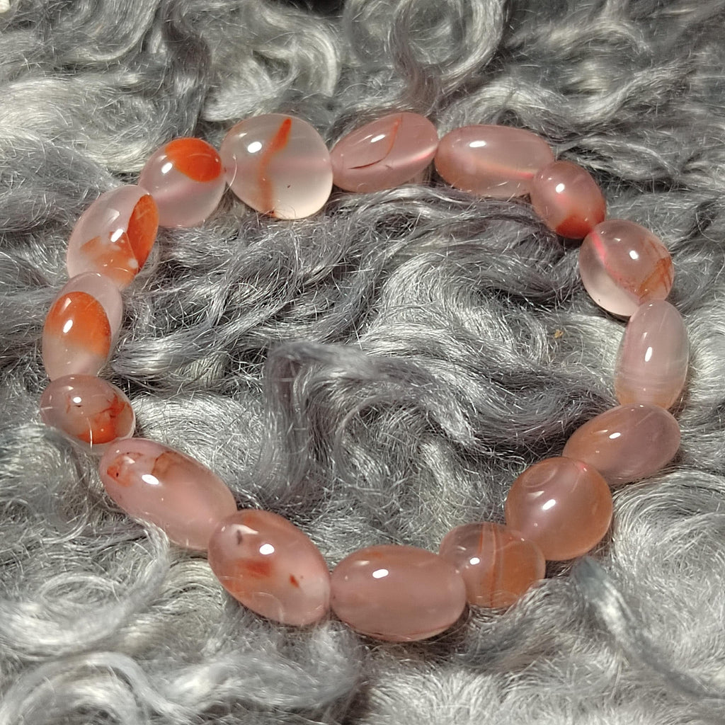 Certified A-Grade Natural Untreated Elegant China Nanhong Agate Yunna Sichuan Jiukou Icy Floating Flower Uneven Cut Bead Bracelet SL277