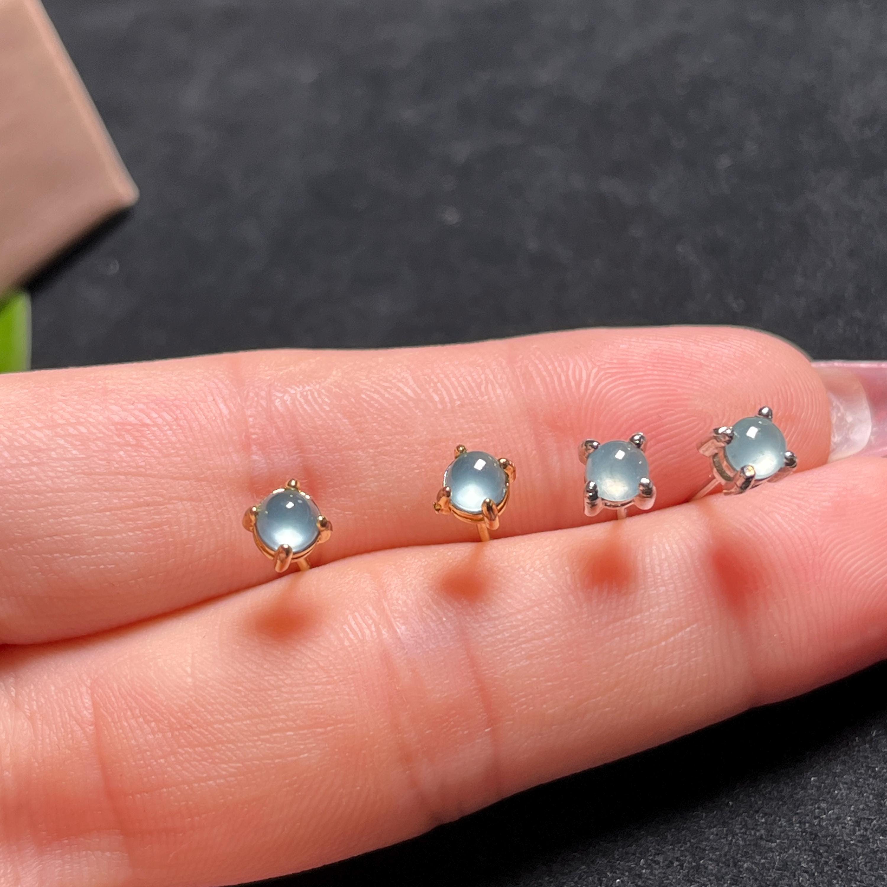 Certified A-Grade High Quality Light Bulbs Effect Natural Untreated Burmese Icy Blue Jadeite Minimalist Stud Earrings |  Birthday Gift SL350 - SL Precious
