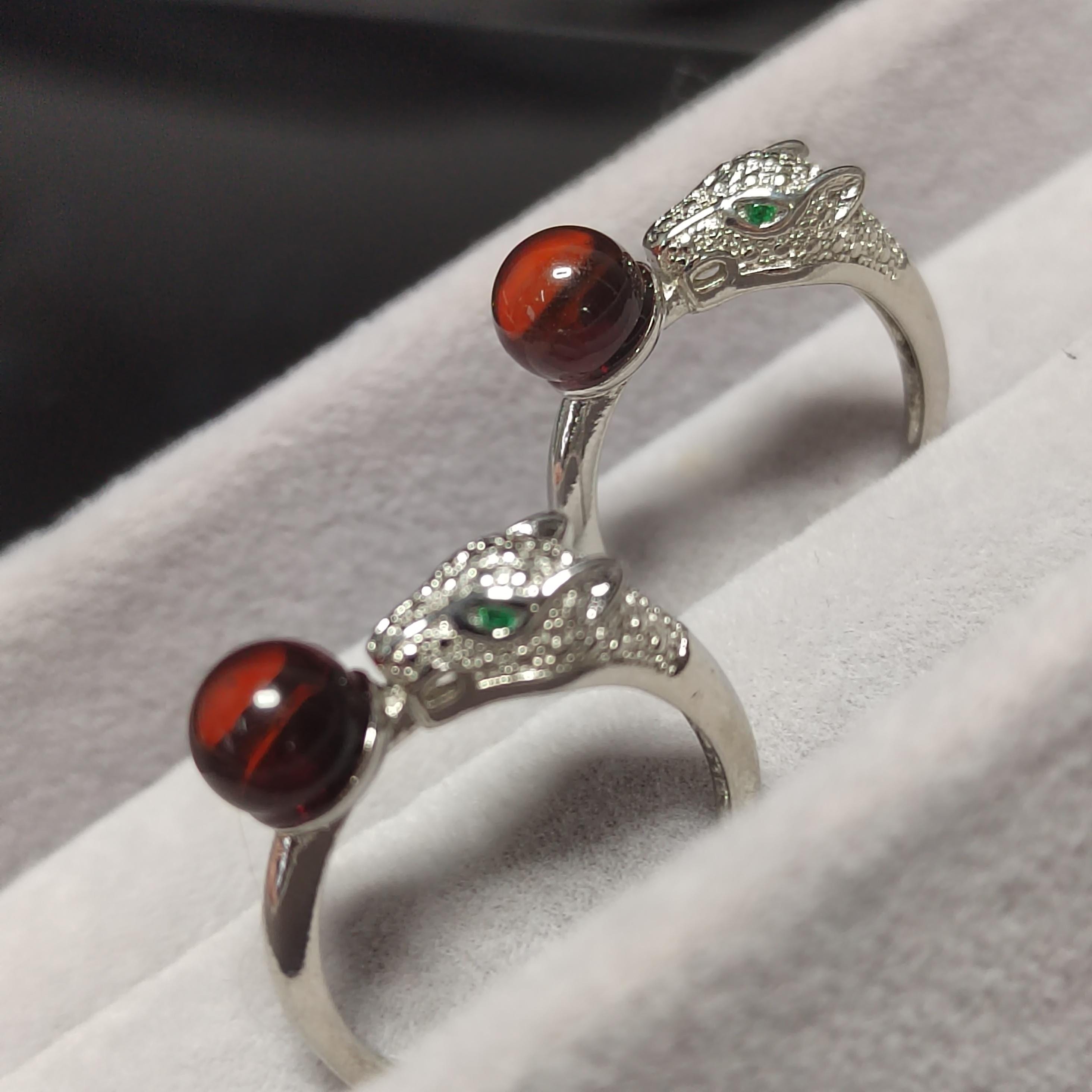 Natural Burmese Blood Amber Leopard Zirconia Beautiful Design Adjustable Unisex Ring SL115 - SL Precious