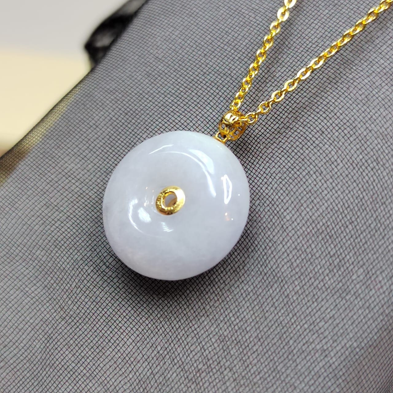 Exquisite Burmese Gemstone Rare Purple White Donut Jadeite  Minimalist 18K Solid Yellow Gold Setting For Her SL8022 - SL Precious