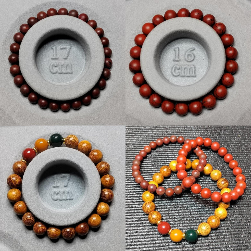 Certified Wujia South Red Agate Bracelet Set: Sandalwood & Resin Accents SL414