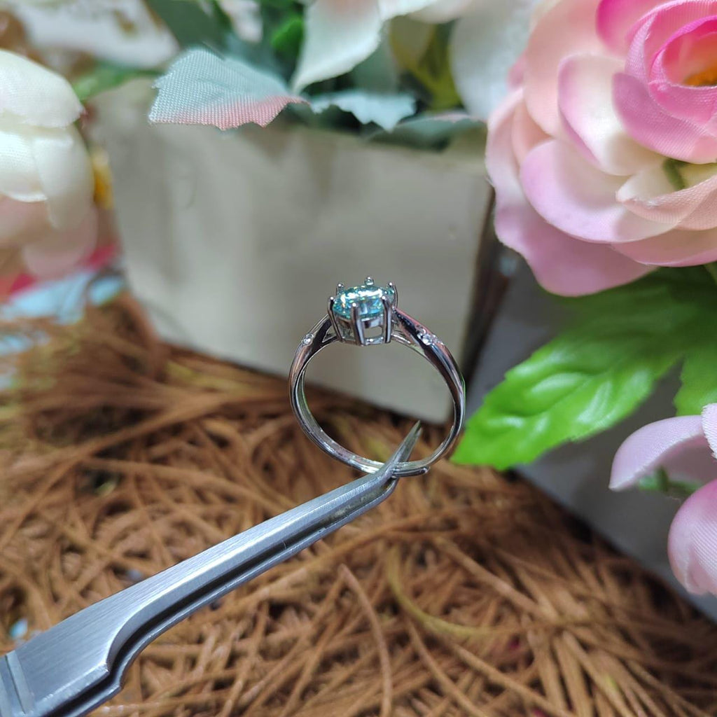 Light Blue Moissanite Couple Rings with Zircon Accents Set 925 Silver Plated with 18K White Gold Wedding-Engagement - Birthday Gifts SL090 - SL Precious