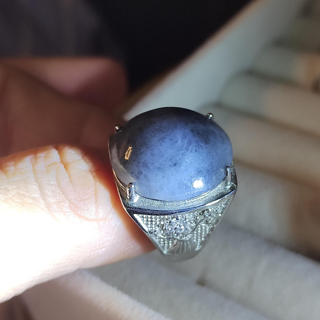 Certified A-Grade Natural Untreated Large Man Ring Burmese Black Wuji Jadeite 天然缅科鸟鸡翡翠 SL103B - SL Precious