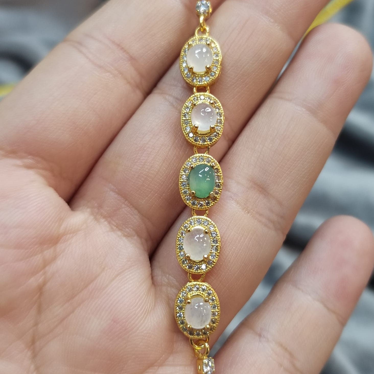 Luxurious Burmese Jadeite Bracelet with 18K Gold Plating | Exquisite Oval Design | Certified Quality SL8010