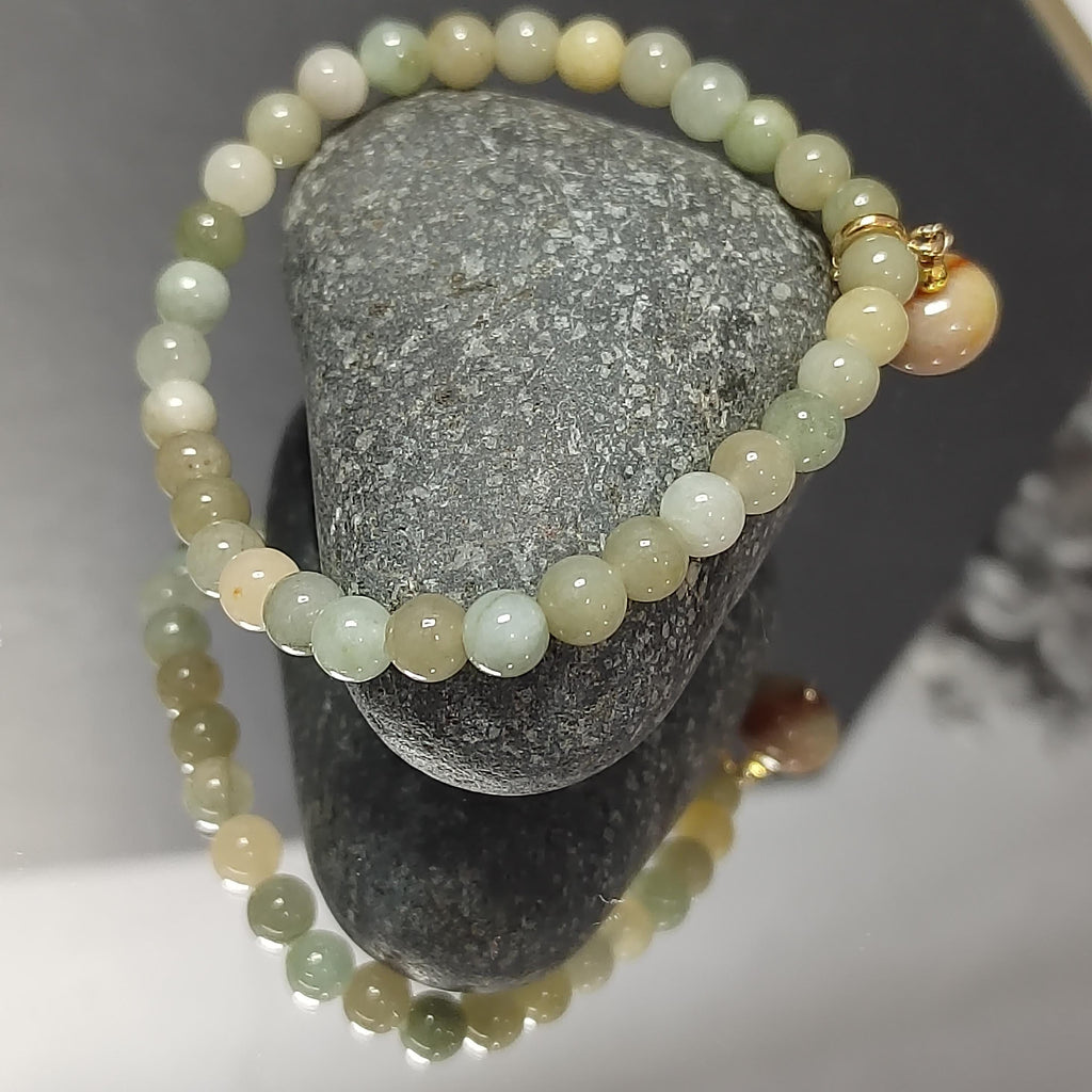 Natural Untreated Burmese Sugar Cane Yellow, Green, and Icy White Minimalist Bead Bracelet Design SL335 - SL Precious