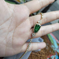 A-Grade Women Natural Gemstone Guatemala Imperial Geen Leaf Jadeite with Zircon on Gold Plated Bracelet For Her SL044 - SL Precious