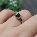 A Grade Certified Burmese Dark Blue Green Natural Untreated Jadeite with Zircon Accents S925 Ring 天然缅甸老蓝水料 SL104G - SL Precious