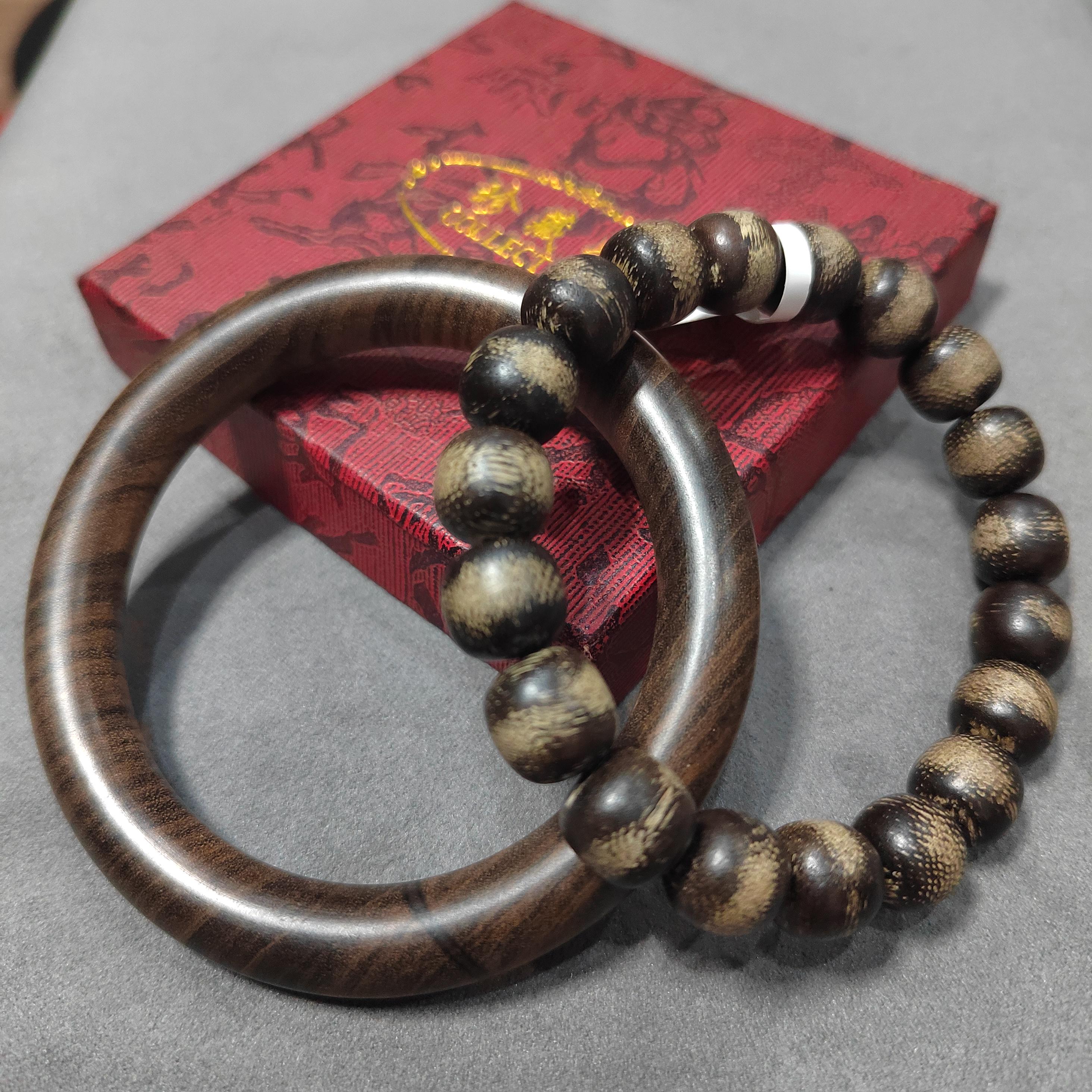 Natural Beauty Dalakan Sinking Agarwood Beads Bracelet & Sandalwood Bangle Mix|Match Unisex Designs SL391